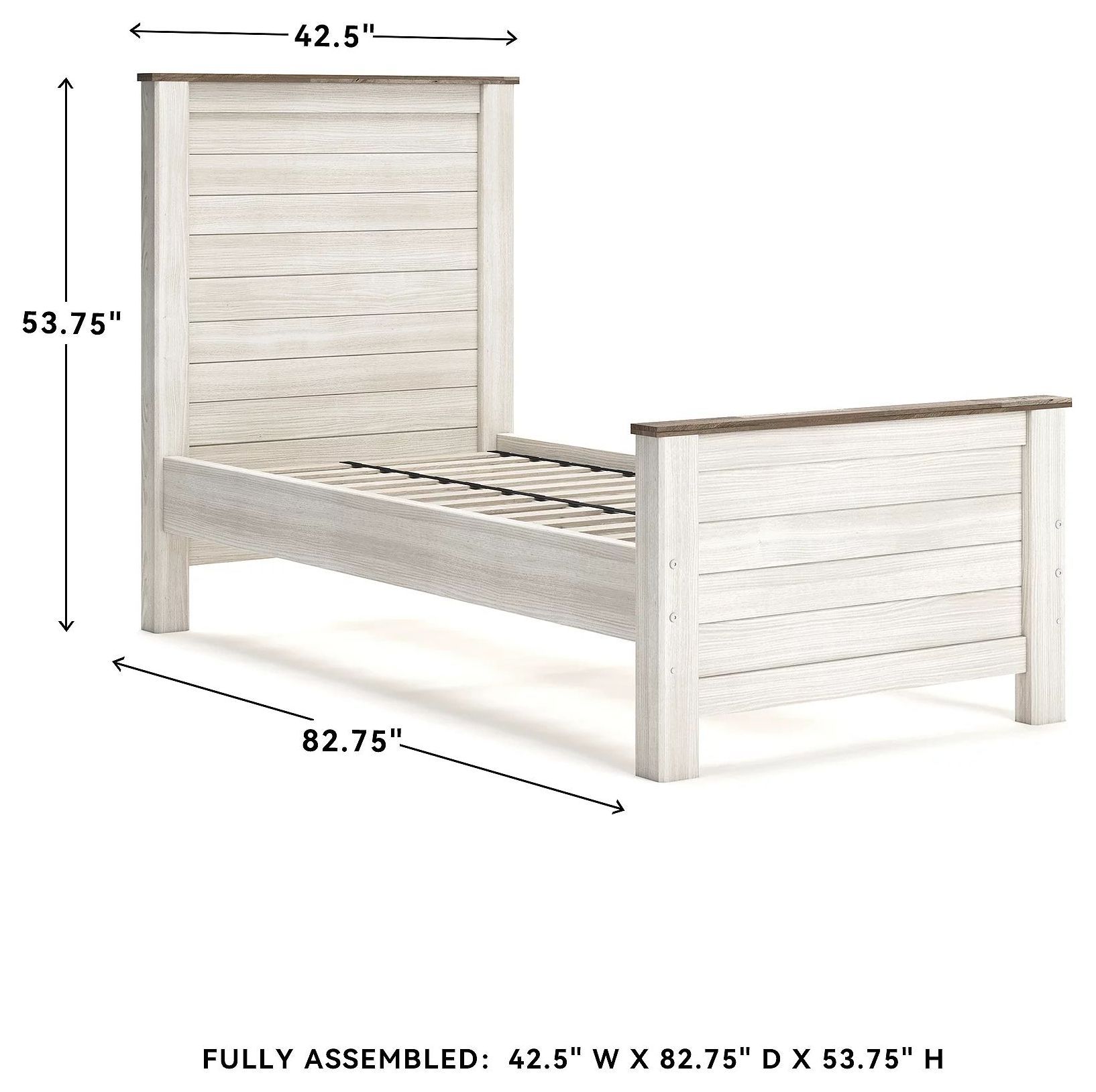 Willowton Whitewash Twin Panel Bed