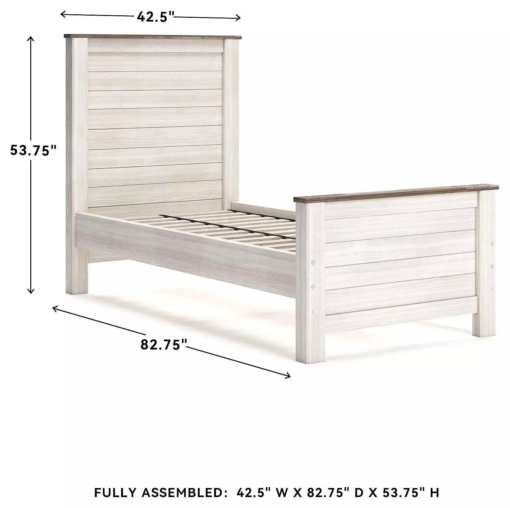 Willowton Whitewash Twin Panel Bed