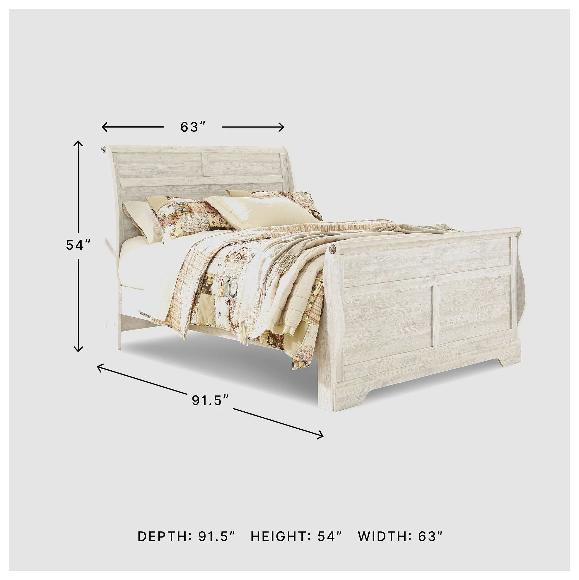 Willowton Whitewash Queen Sleigh Bed