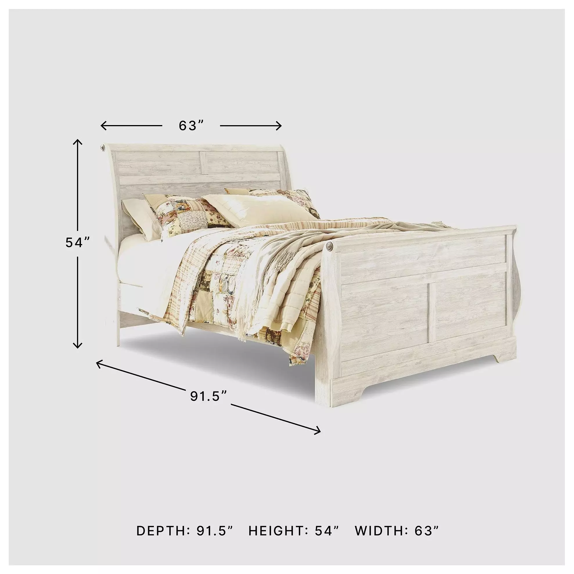Willowton Whitewash Queen Sleigh Bed