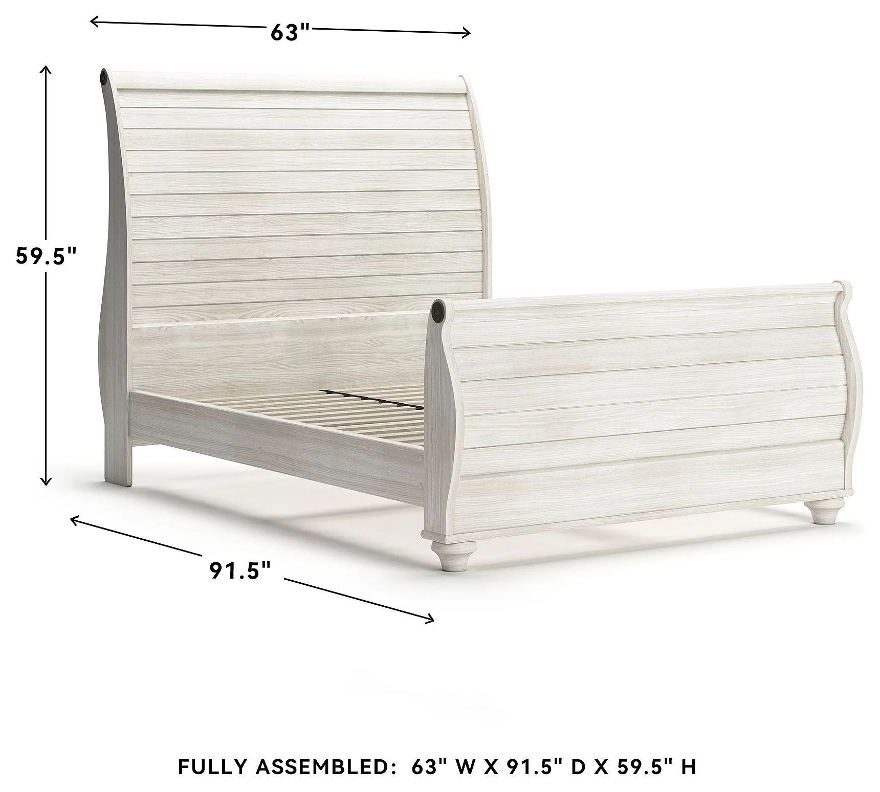 Willowton Whitewash Queen Sleigh Bed With Horizontal Planks
