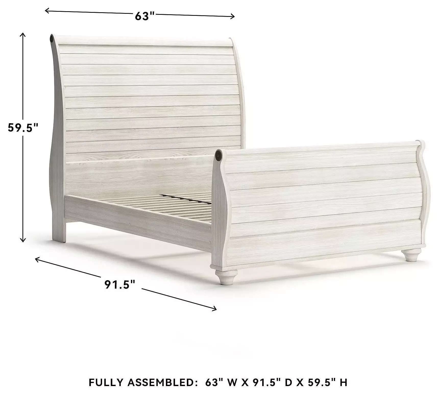 Willowton Whitewash Queen Sleigh Bed With Horizontal Planks