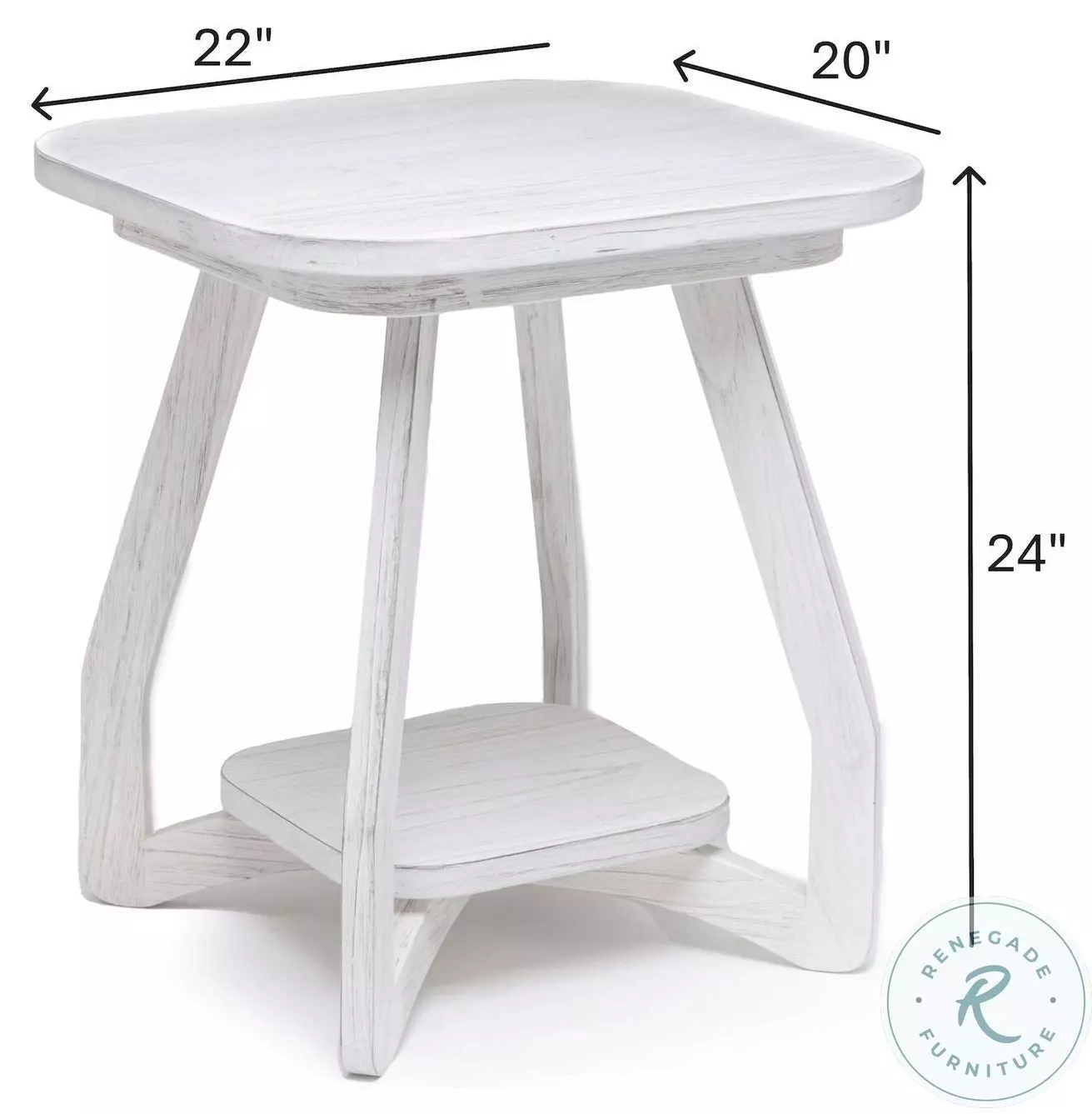 Bay Harbor Distressed White Rectangular End Table