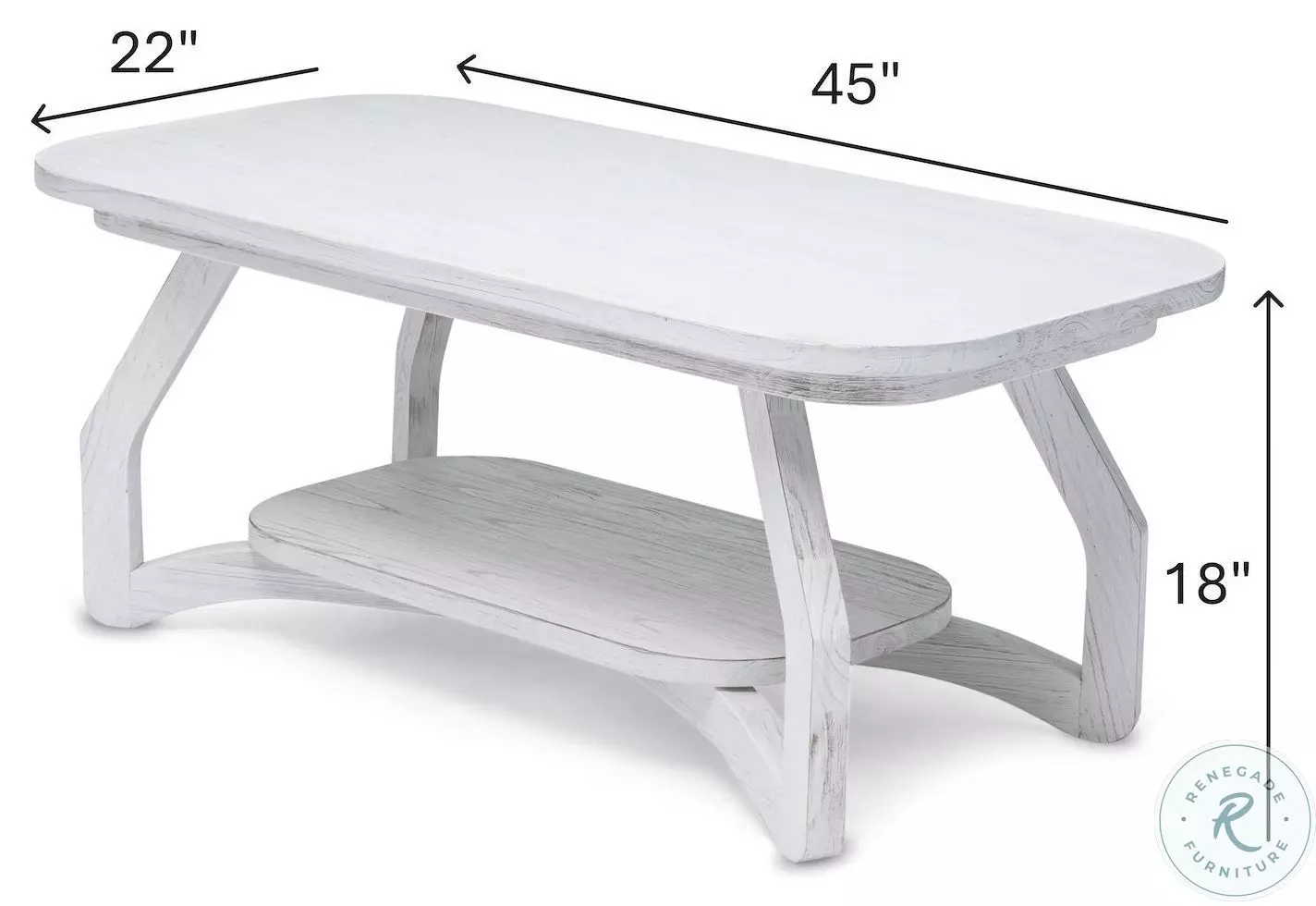Bay Harbor Distressed White Rectangular Coffee Table