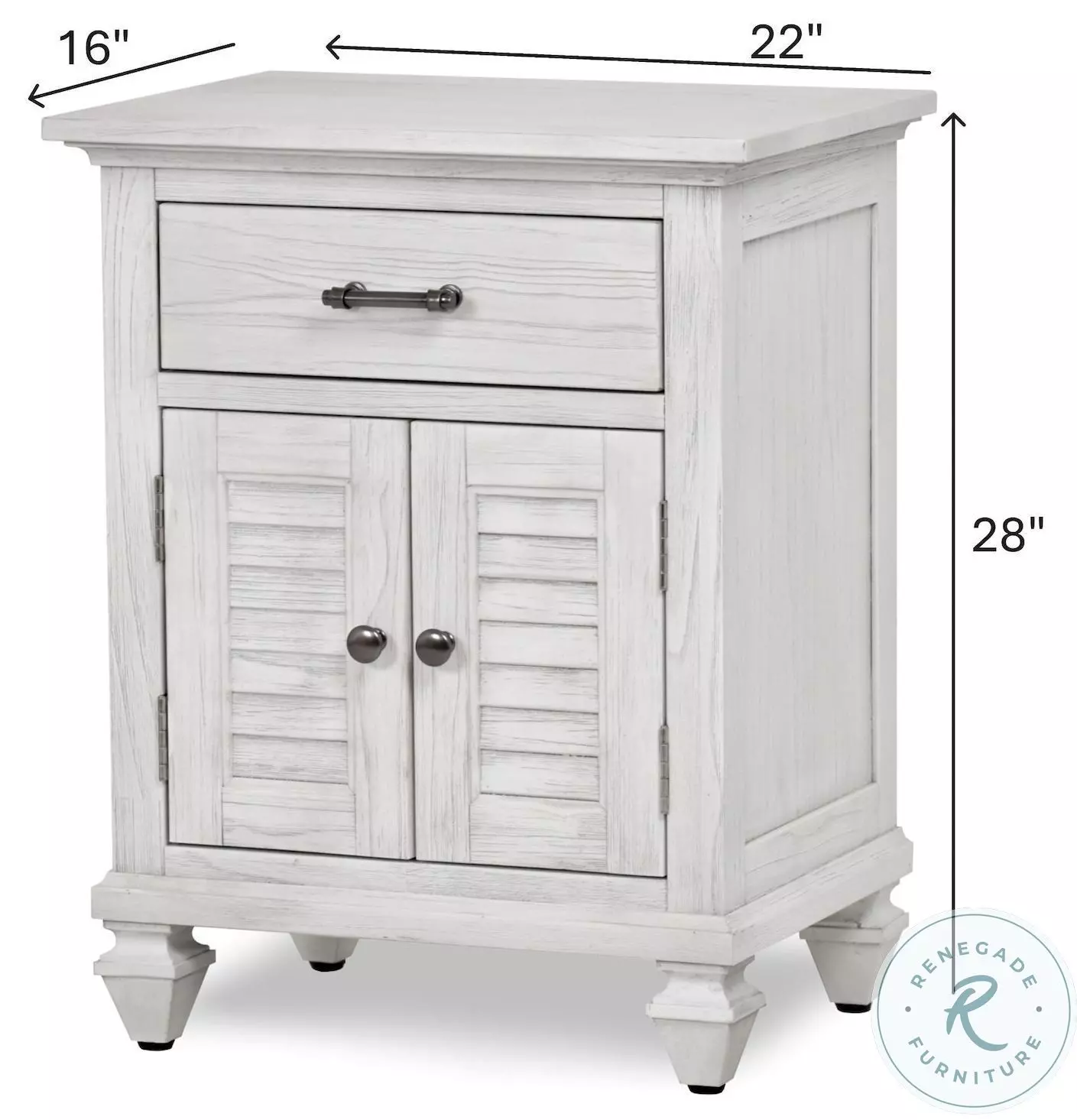 Bay Harbor Distressed White 1 Drawer and 2 Door Nightstand