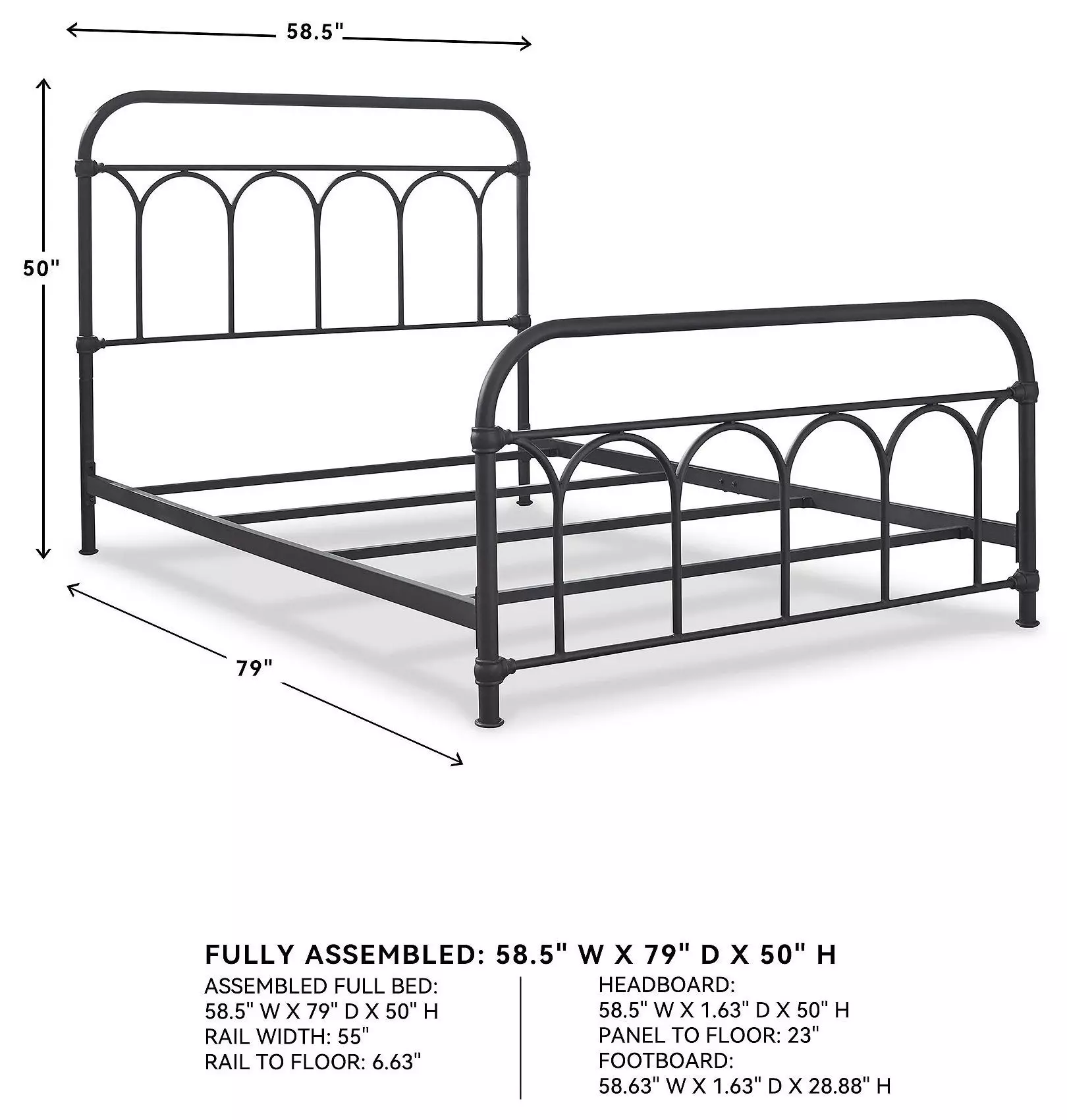 Nashburg Black Full Metal Bed
