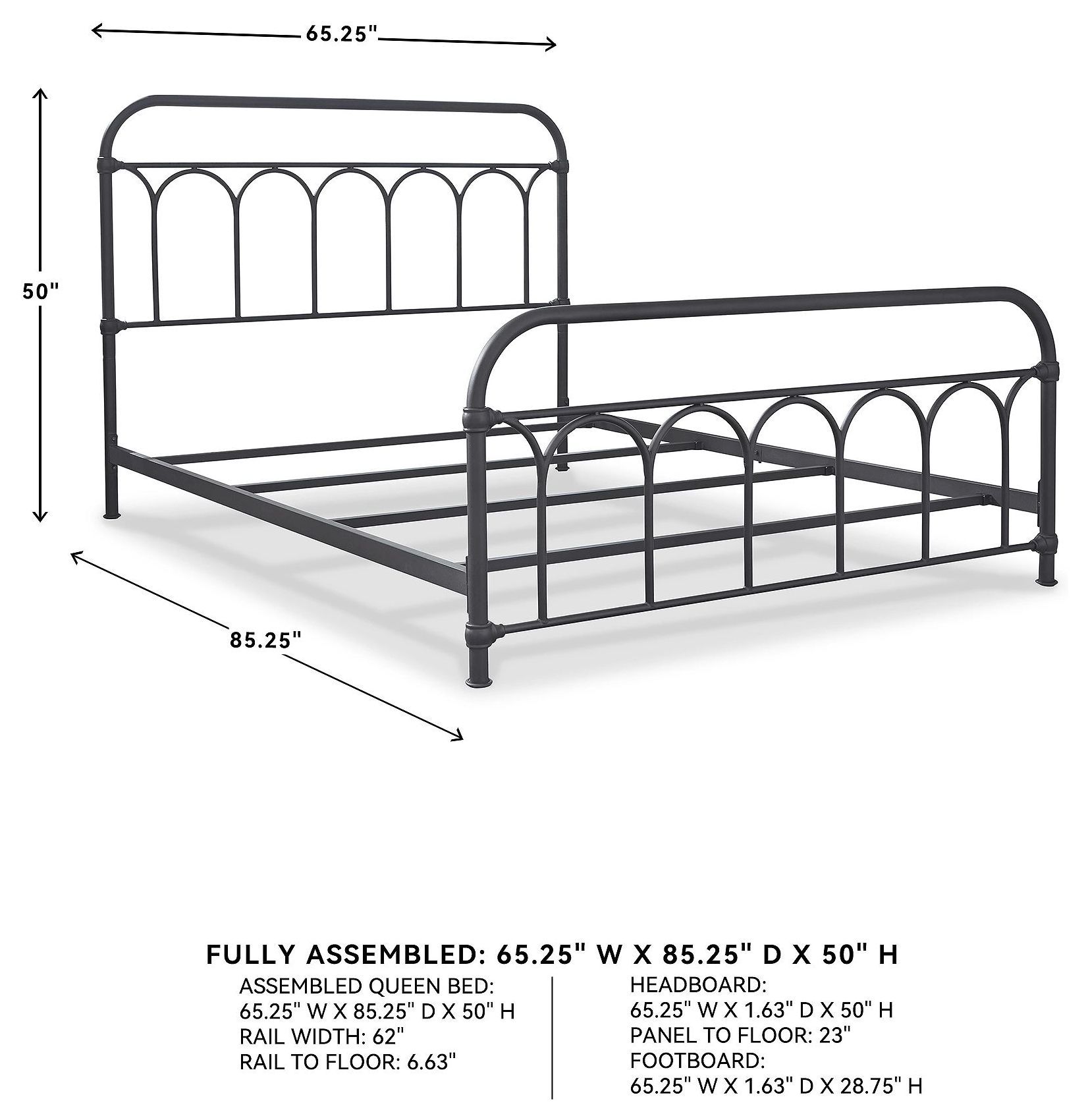 Nashburg Black Queen Metal Slat Bed