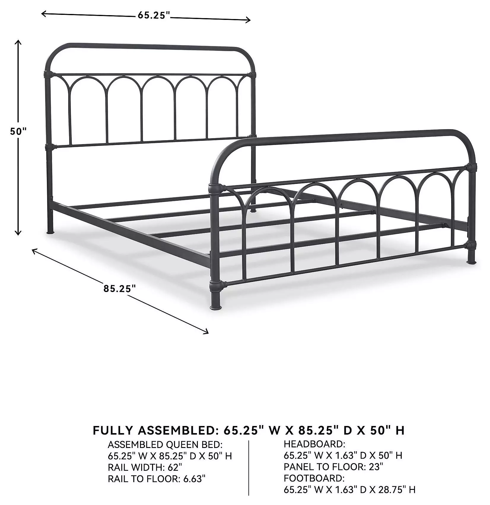 Nashburg Black Queen Metal Slat Bed