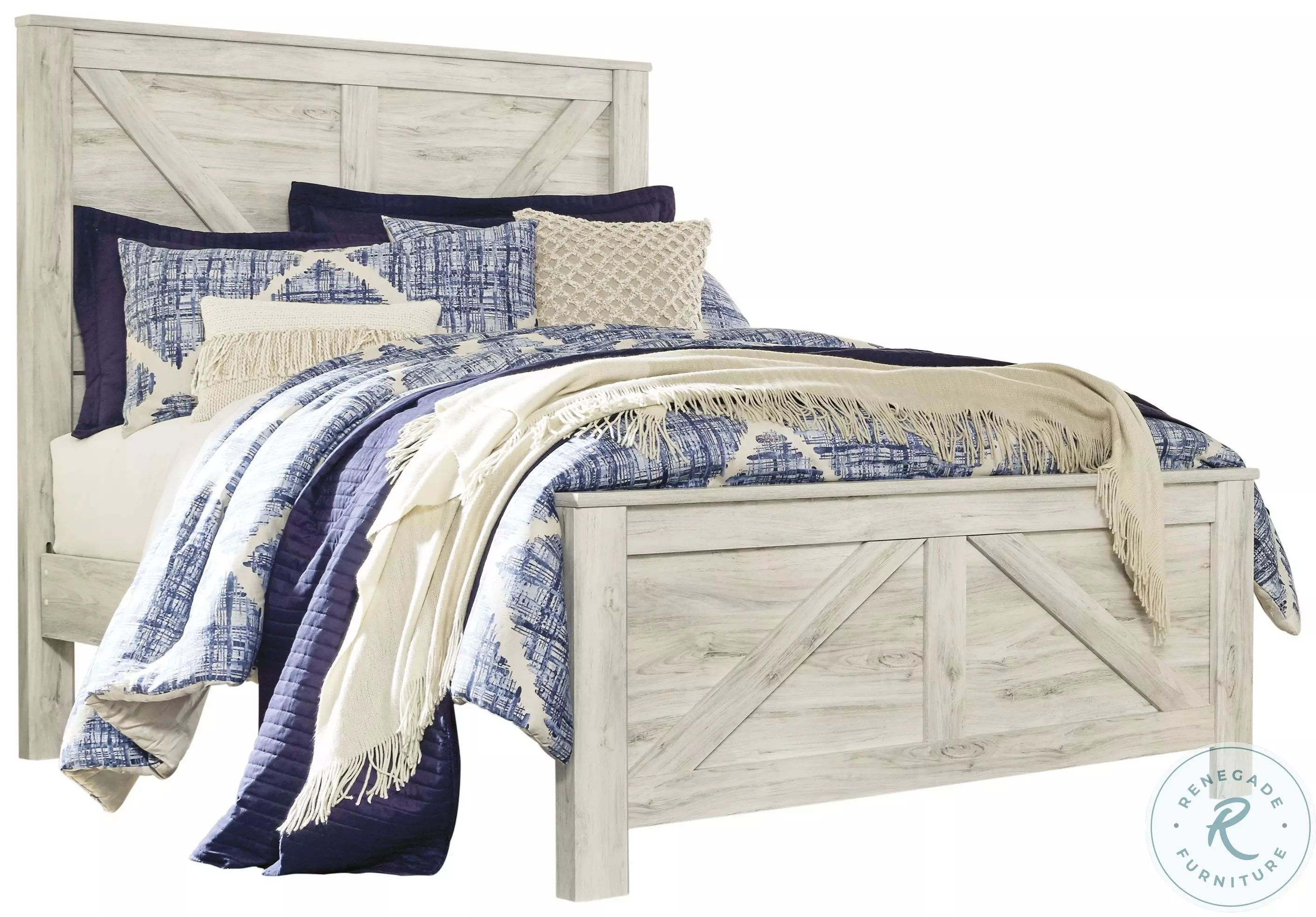 Bellaby Whitewash Queen Panel Bed from Ashley | Coleman Furniture