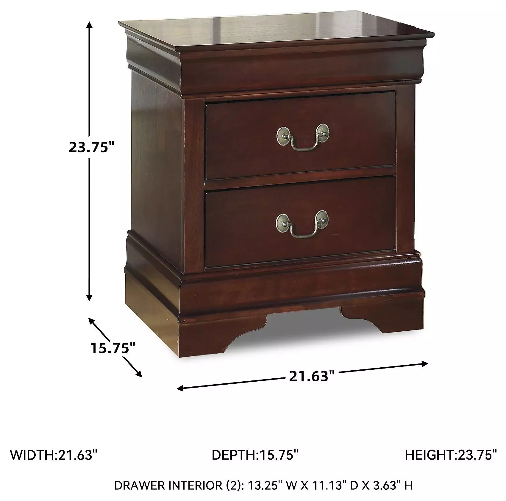 Alisdair Dark Brown Two Drawer Nightstand