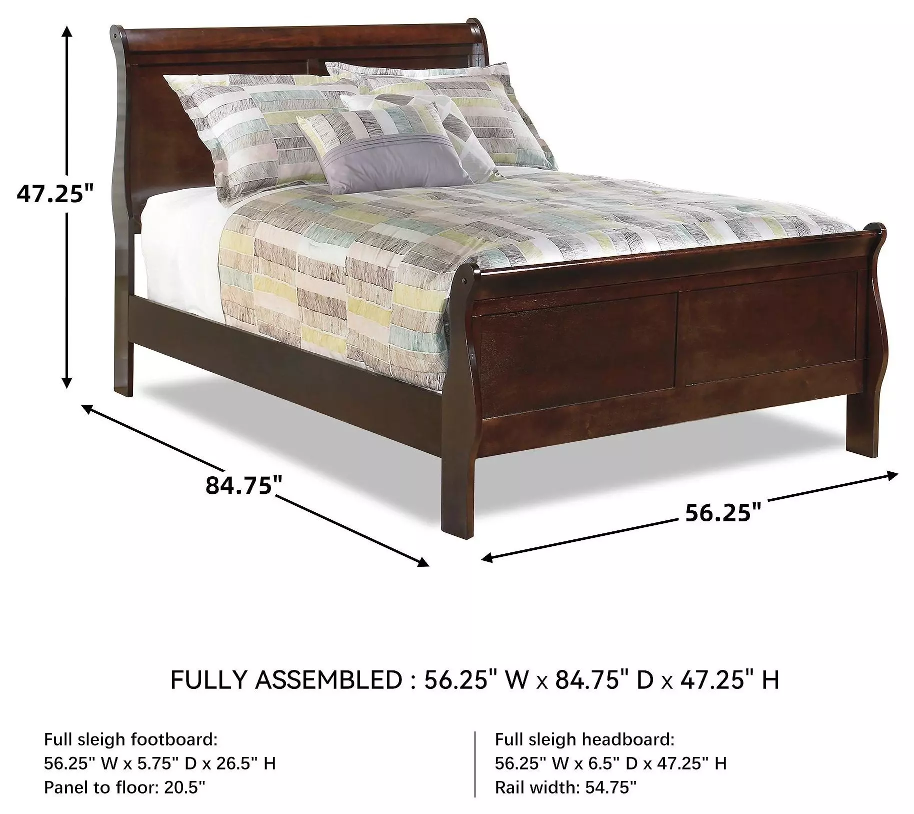 Alisdair Dark Brown Full Sleigh Bed