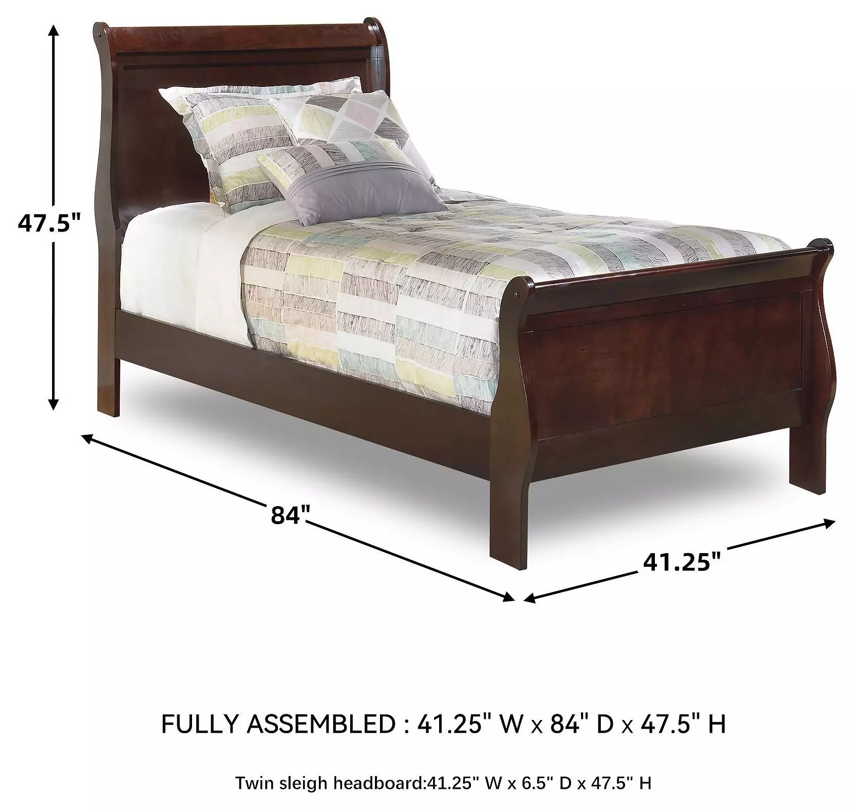 Alisdair Dark Brown Twin Sleigh Bed