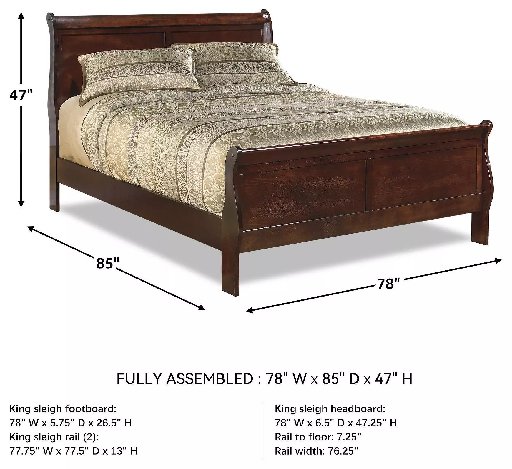 Alisdair Dark Brown King Sleigh Bed