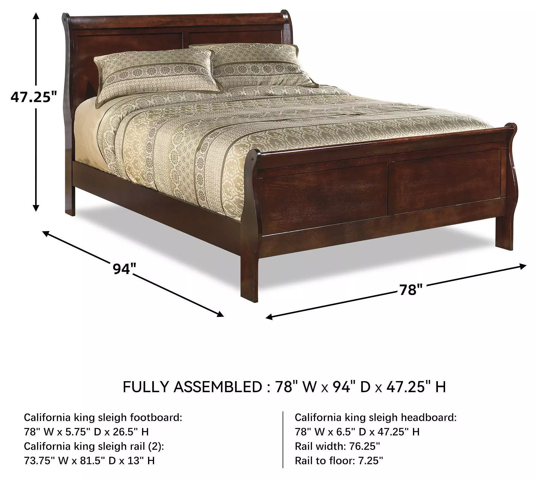 Alisdair Dark Brown California King Sleigh Bed