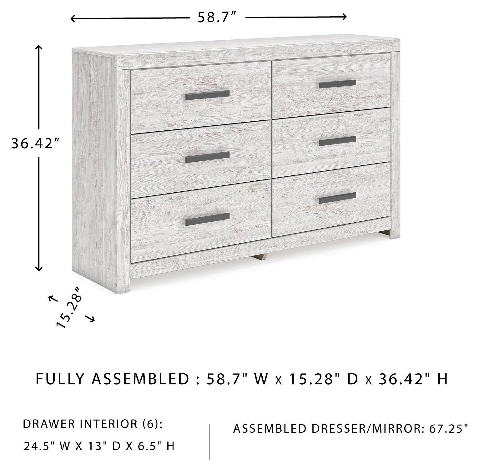 Cayboni Whitewash Six Drawer Dresser