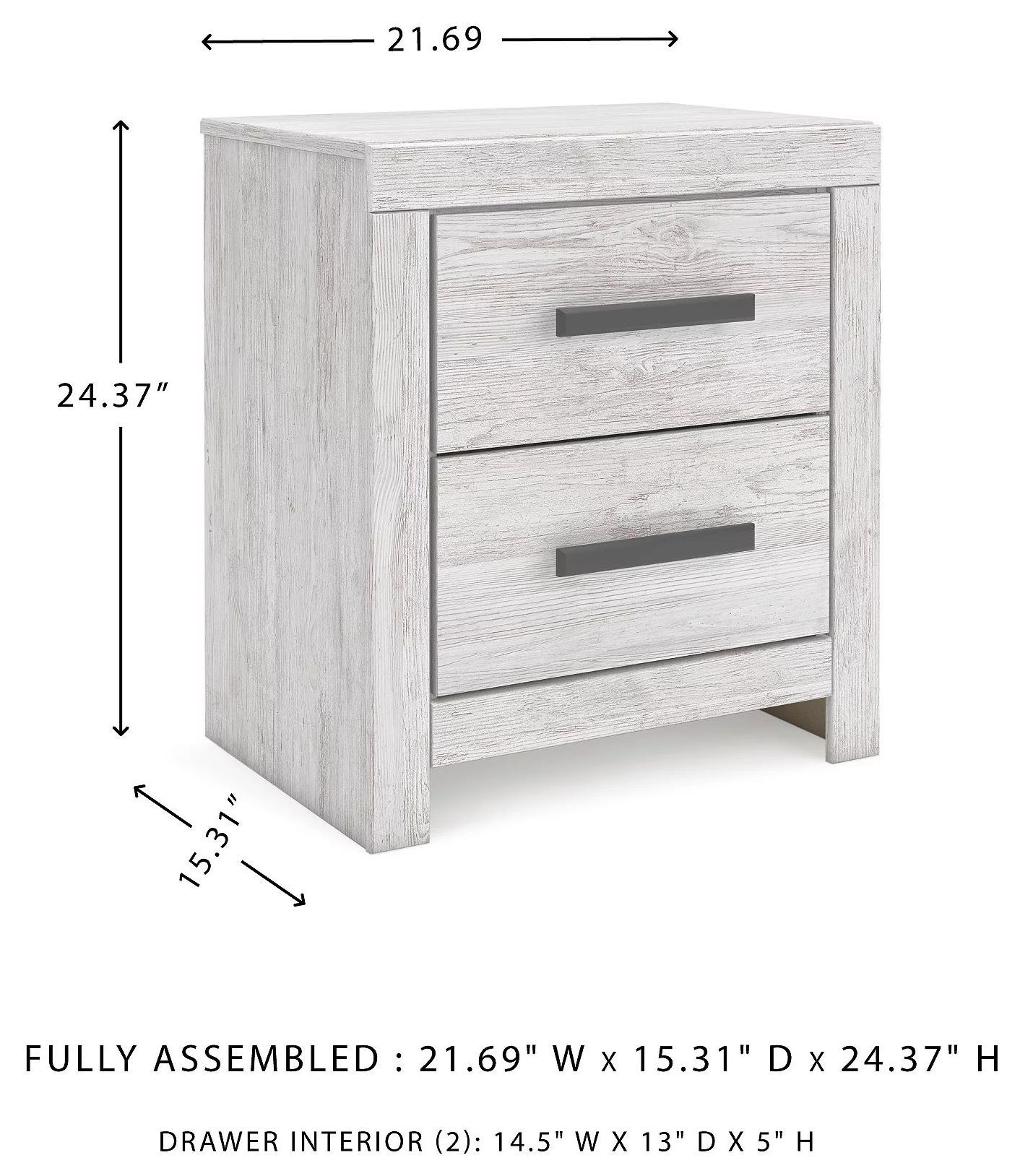 Cayboni Whitewash Two Drawer Nightstand