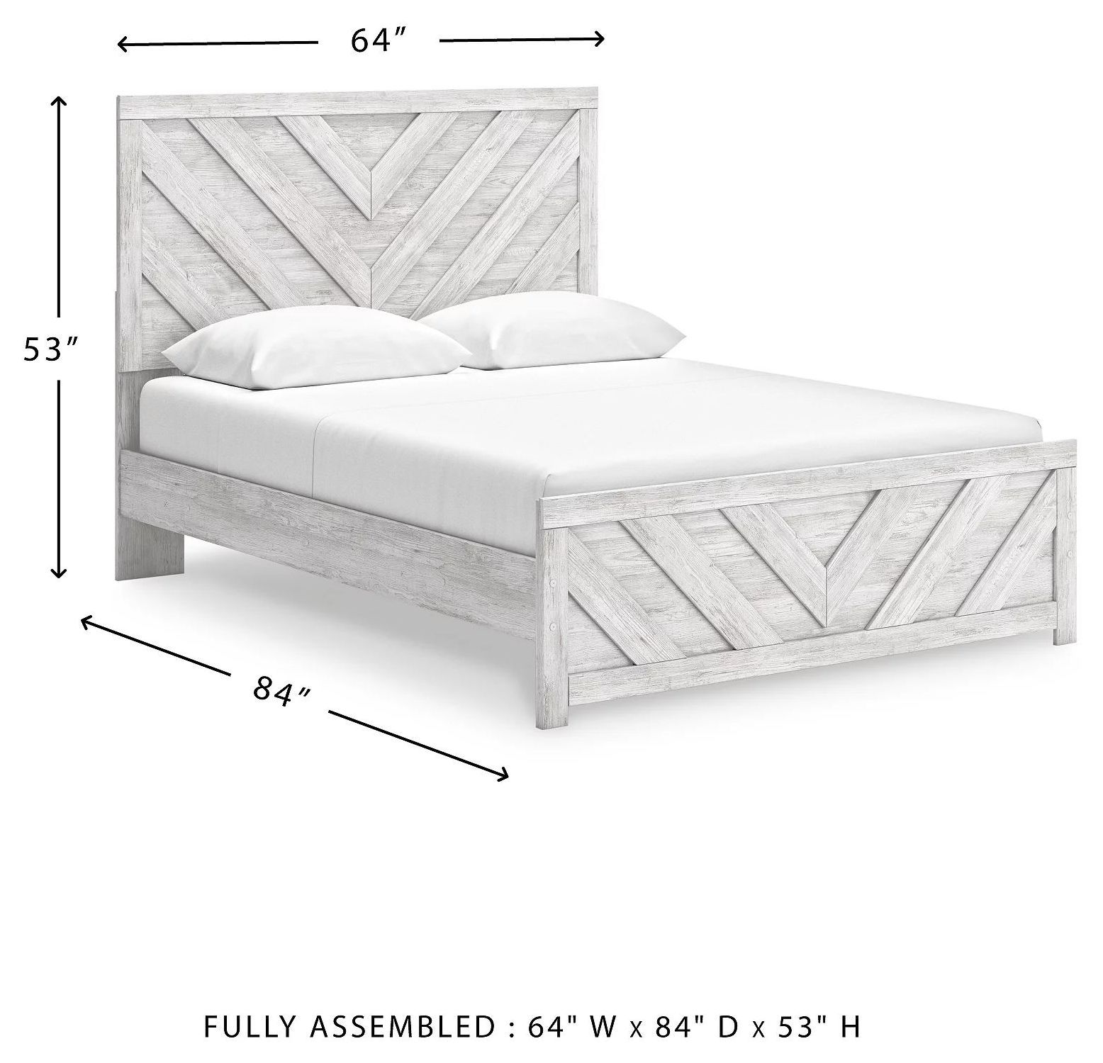 Cayboni Whitewash Queen Panel Bed