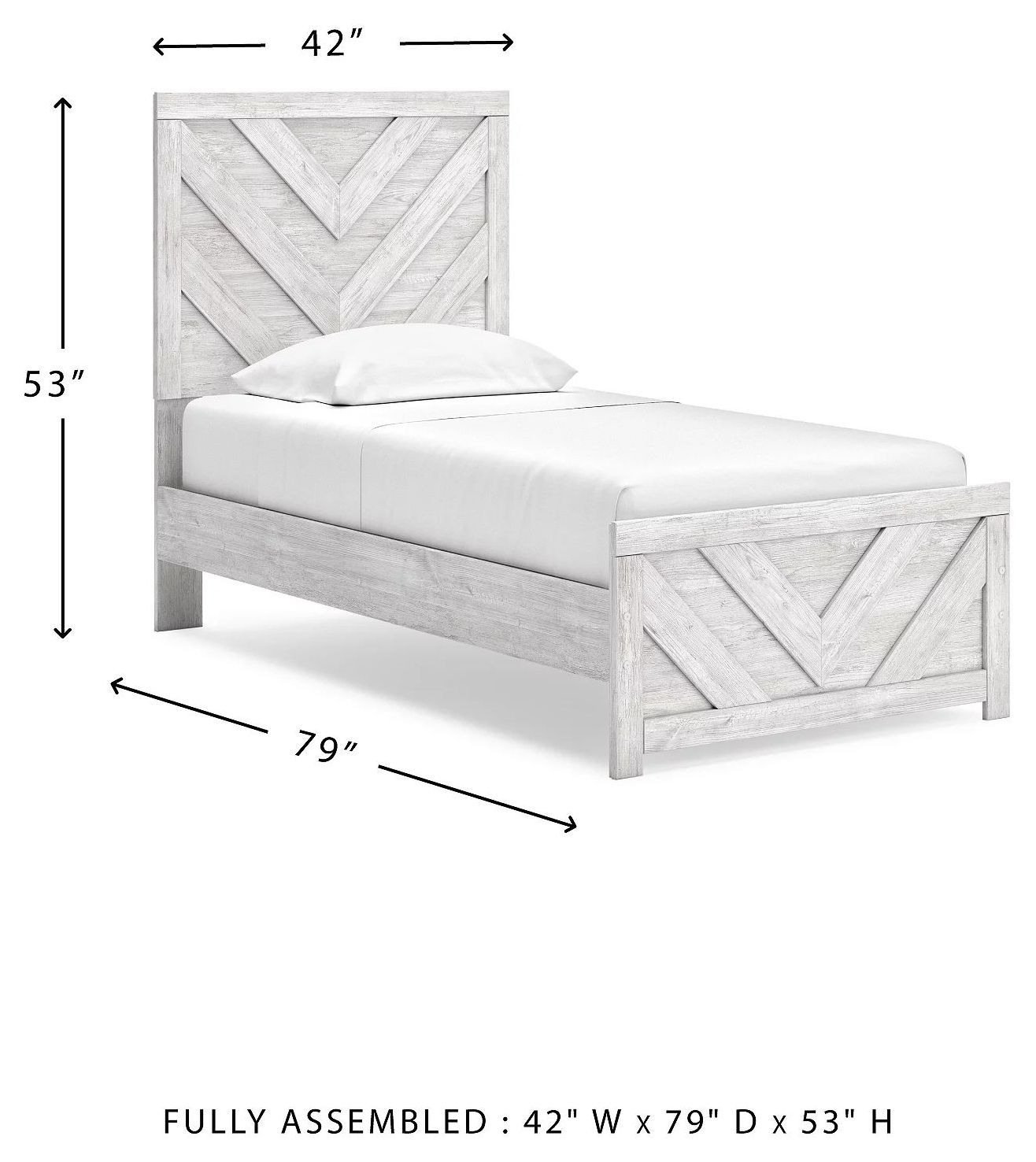 Cayboni Whitewash Twin Panel Bed
