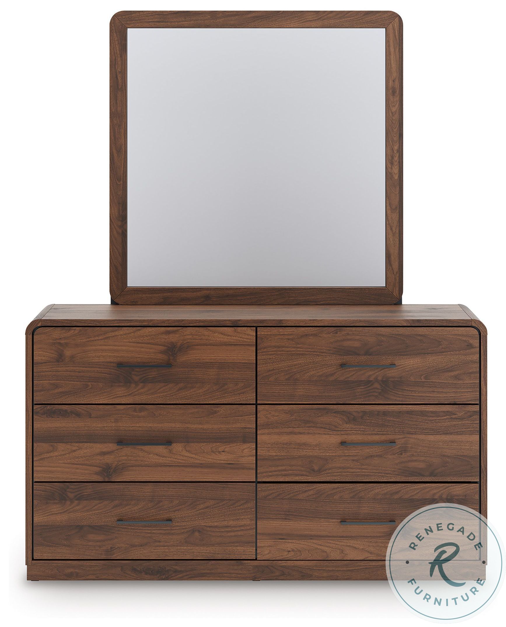 Hollinaze Walnut Brown 6 Drawer Dresser with Mirror From Ashley ...