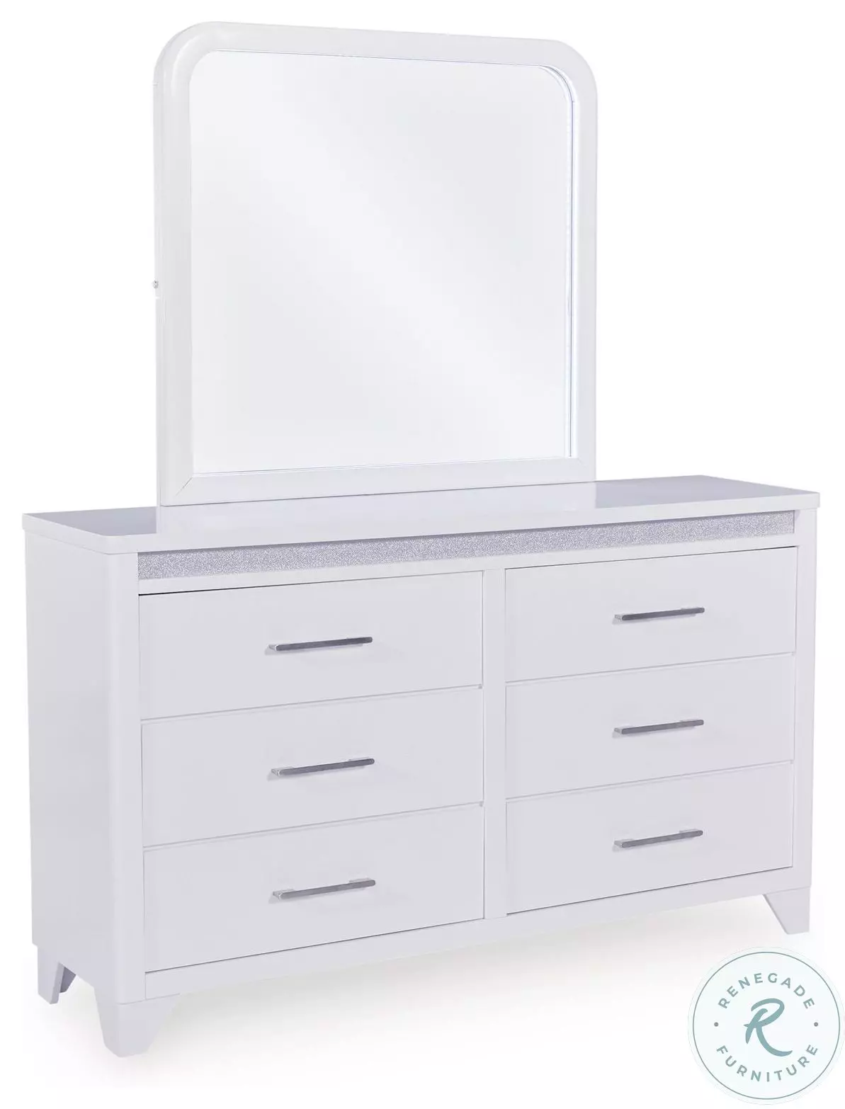 Frostlyn White 6 Drawer Dresser with Mirror From Ashley Furniture