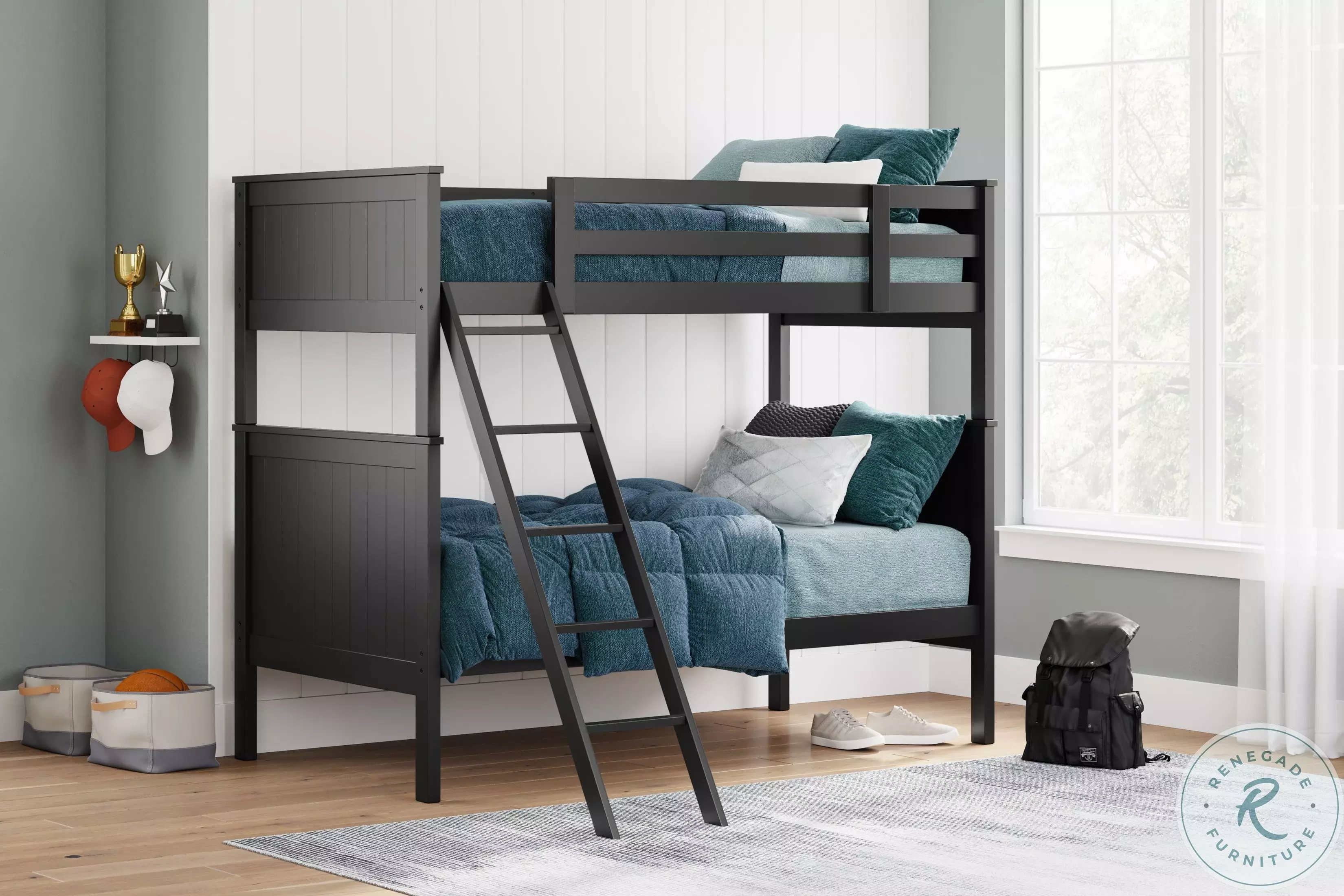 Nextonfort Black Twin over Twin Bunk Bed From Ashley