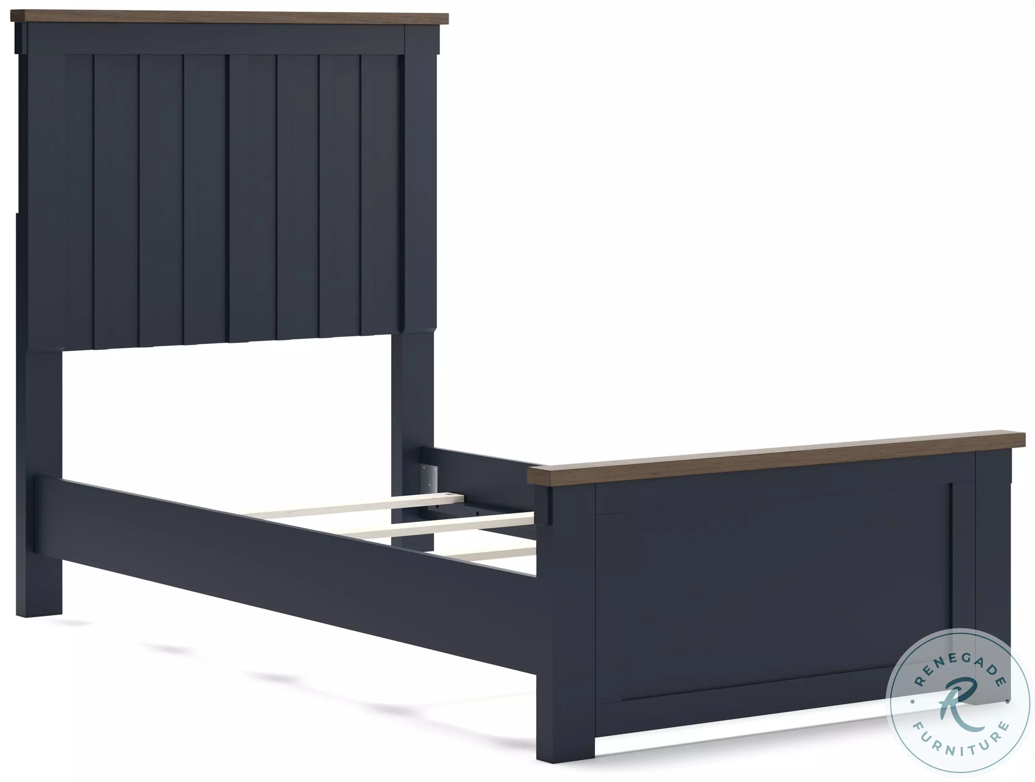 テンダーロイン BDP ダークネイビー Landocken Brown And Blue Twin Panel Bed From Ashley Furniture