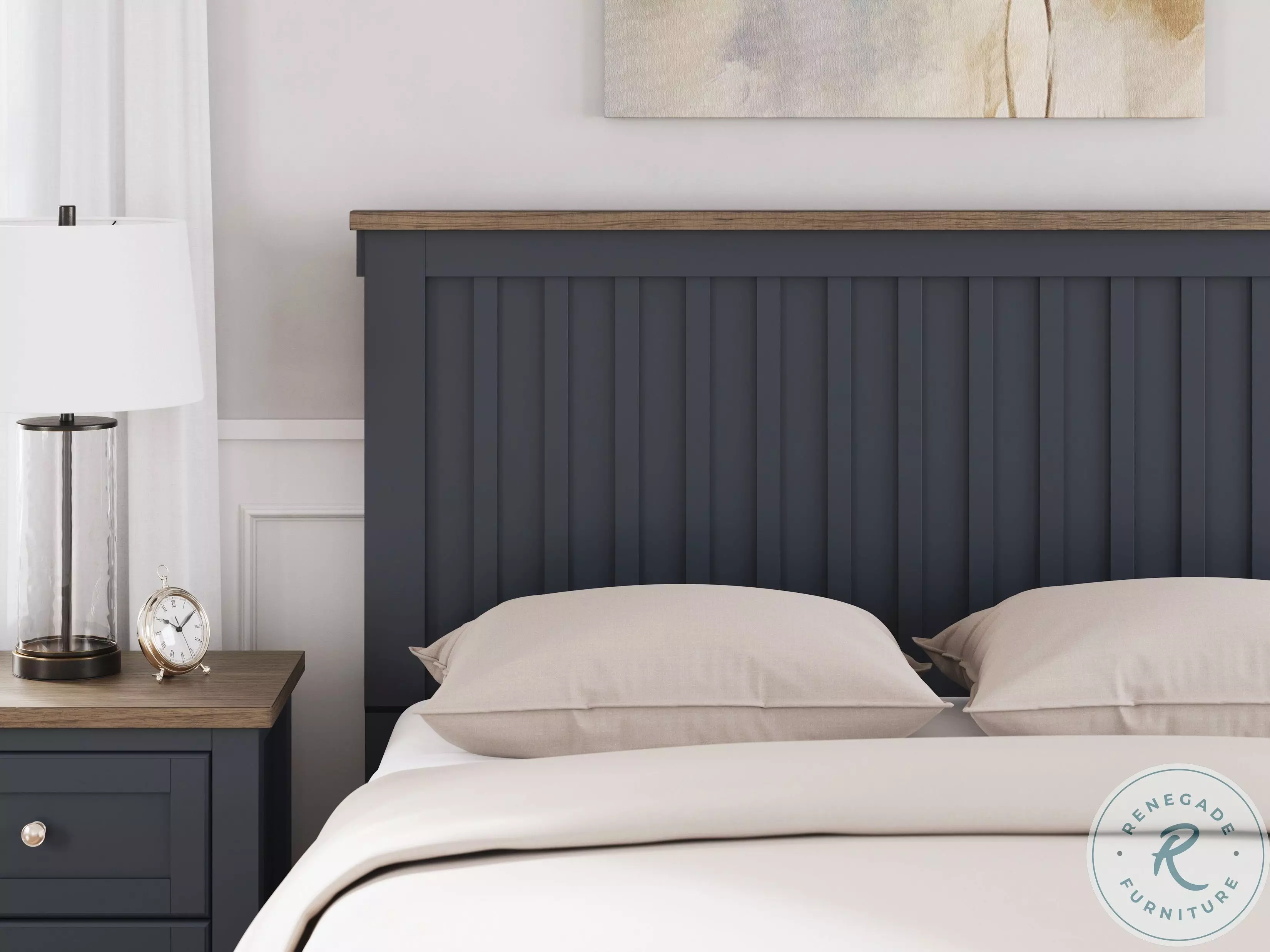 Landocken Brown And Blue Queen Panel Bed From Ashley Furniture