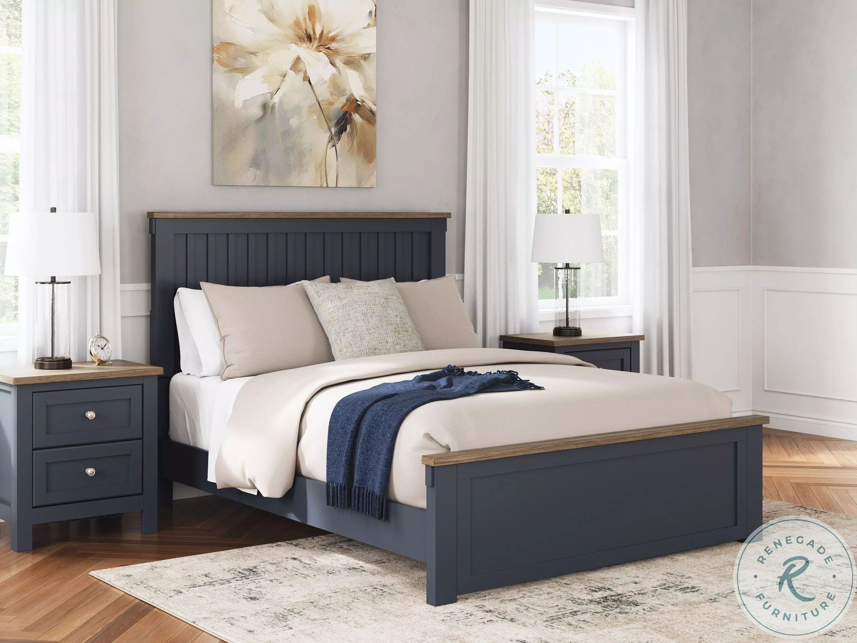 Landocken Brown And Blue Queen Panel Bedroom Set from Ashley