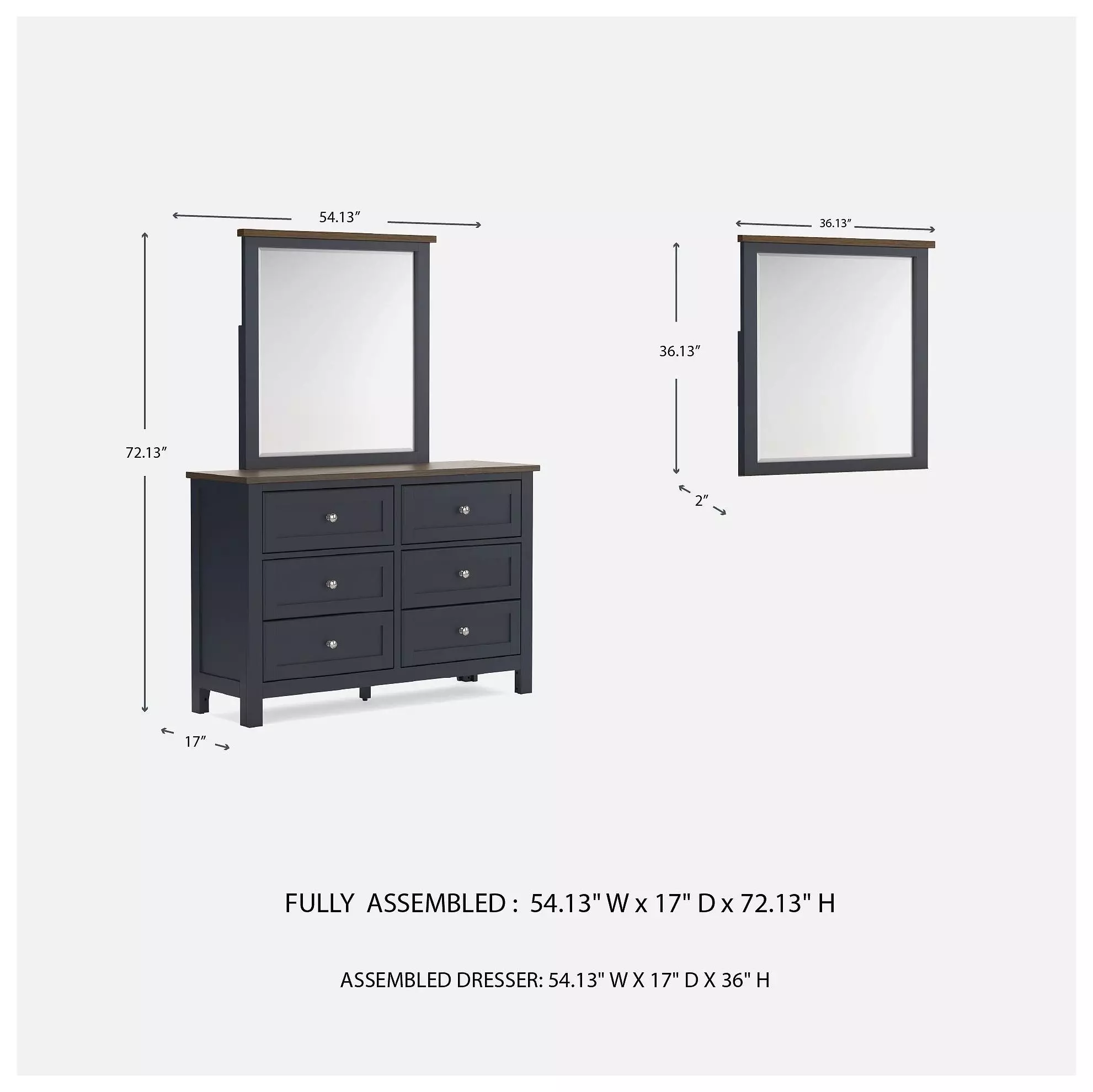 Landocken Brown And Blue Dresser with Mirror