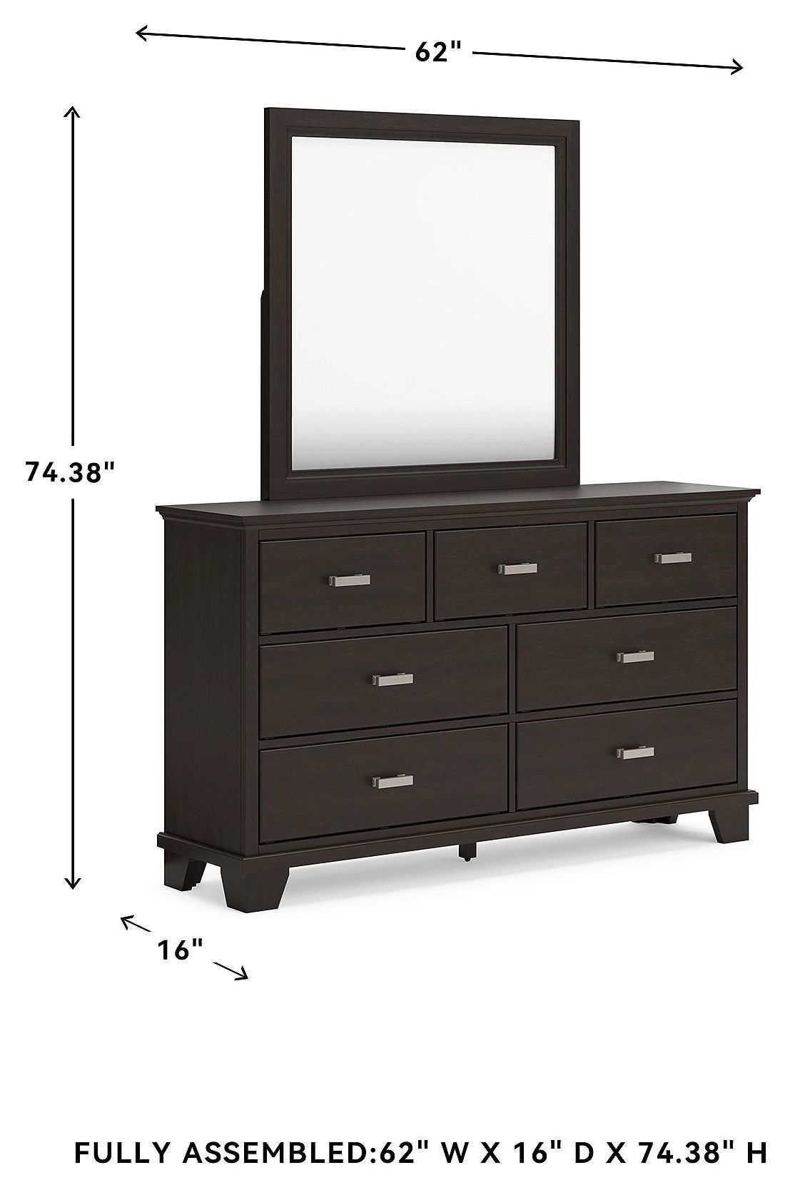 Covetown Dark Brown Dresser and Mirror