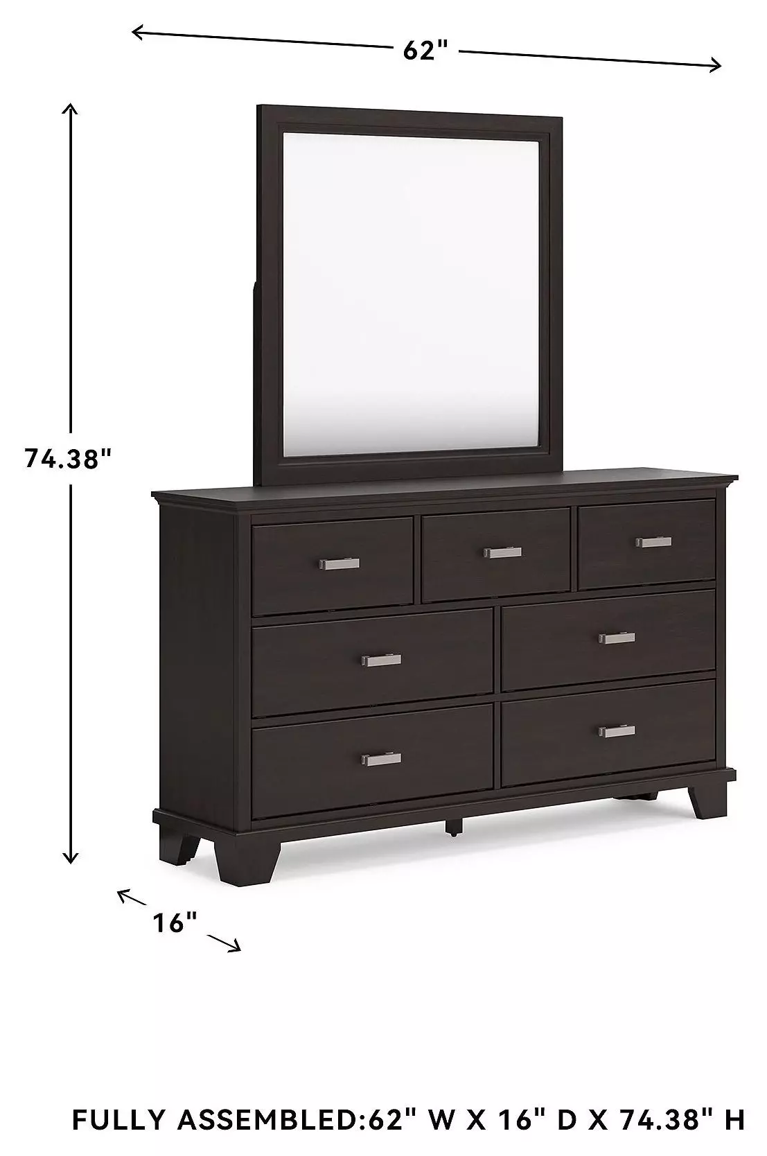 Covetown Dark Brown Dresser and Mirror