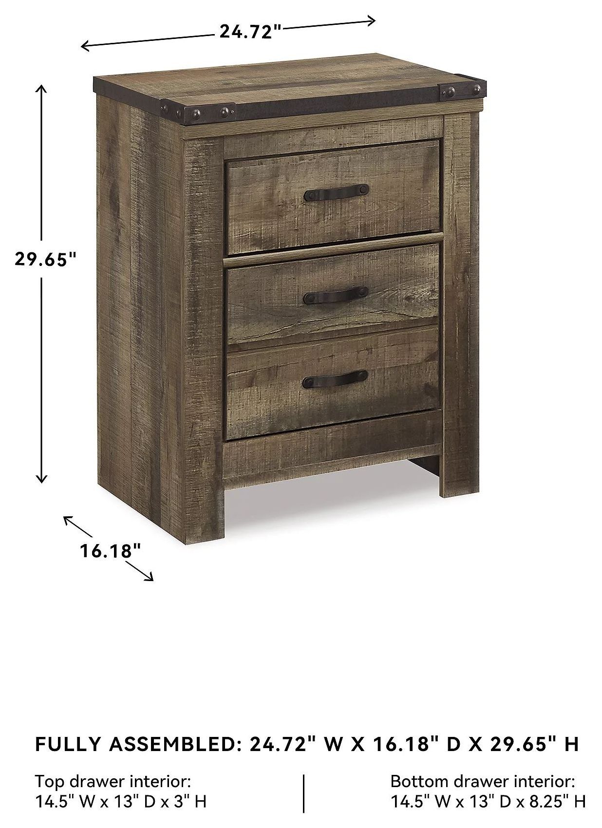 Trinell Brown Two Drawer Nightstand