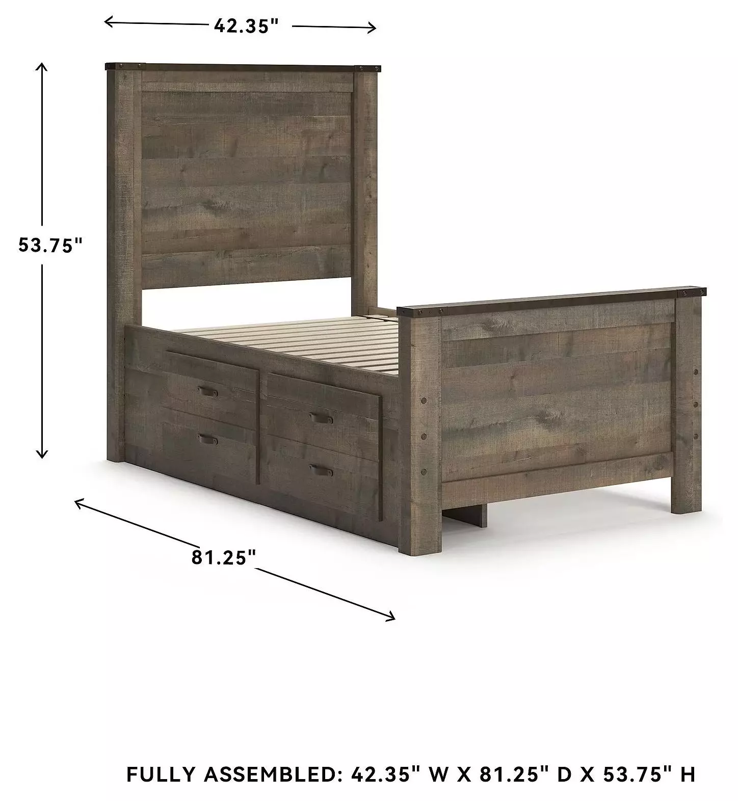 Trinell Brown Twin Panel Bed With 2 Storage Drawers