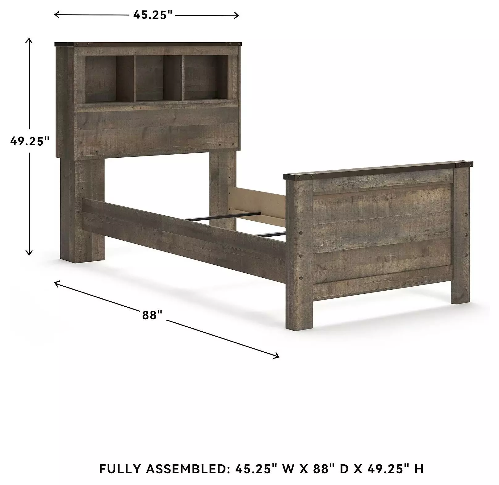 Trinell Brown Twin Bookcase Bed