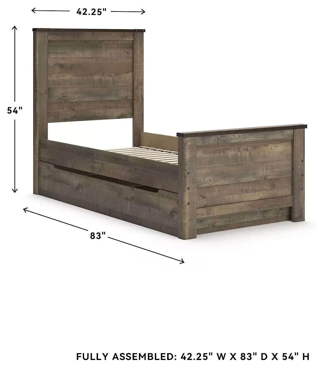 Trinell Brown Twin Panel Bed With 1 Large Storage Drawer