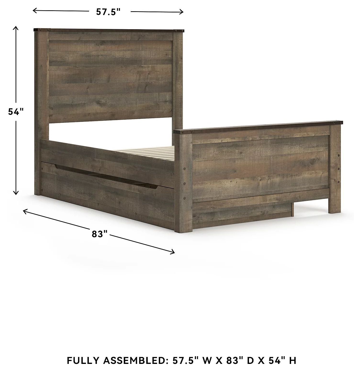 Trinell Brown Full Panel Bed With 1 Large Storage Drawer