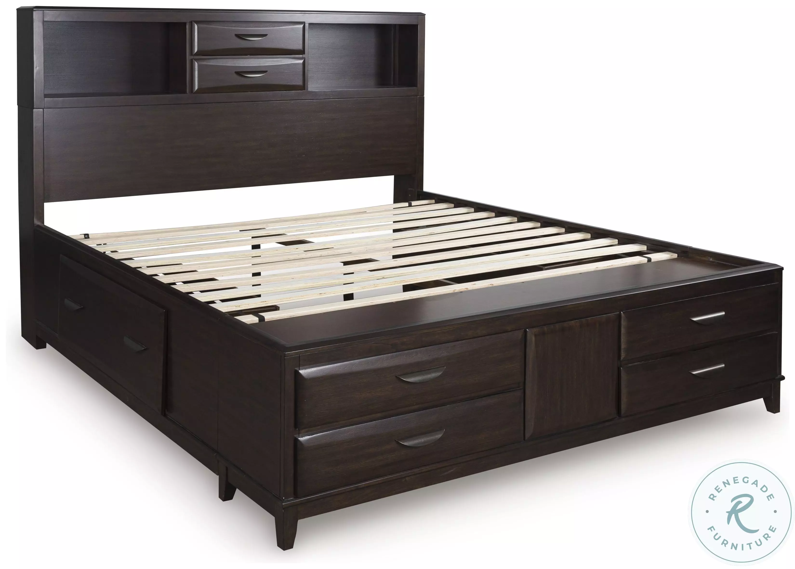 Vanmore Merlot Queen Bookcase Storage Bed From Ashley Furniture