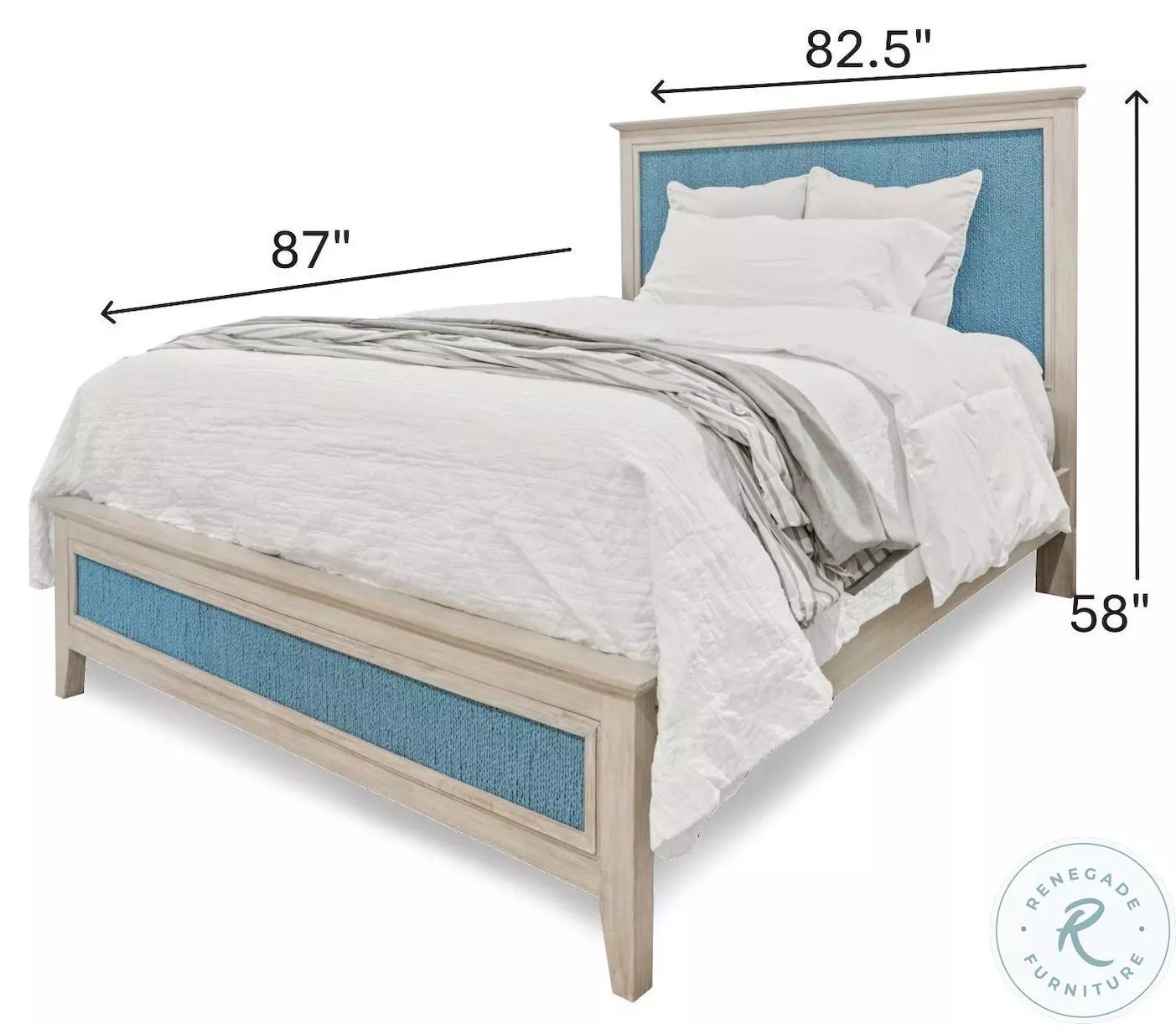 Blue Isles Ocean Blue and Aged Ivory King Panel Bed