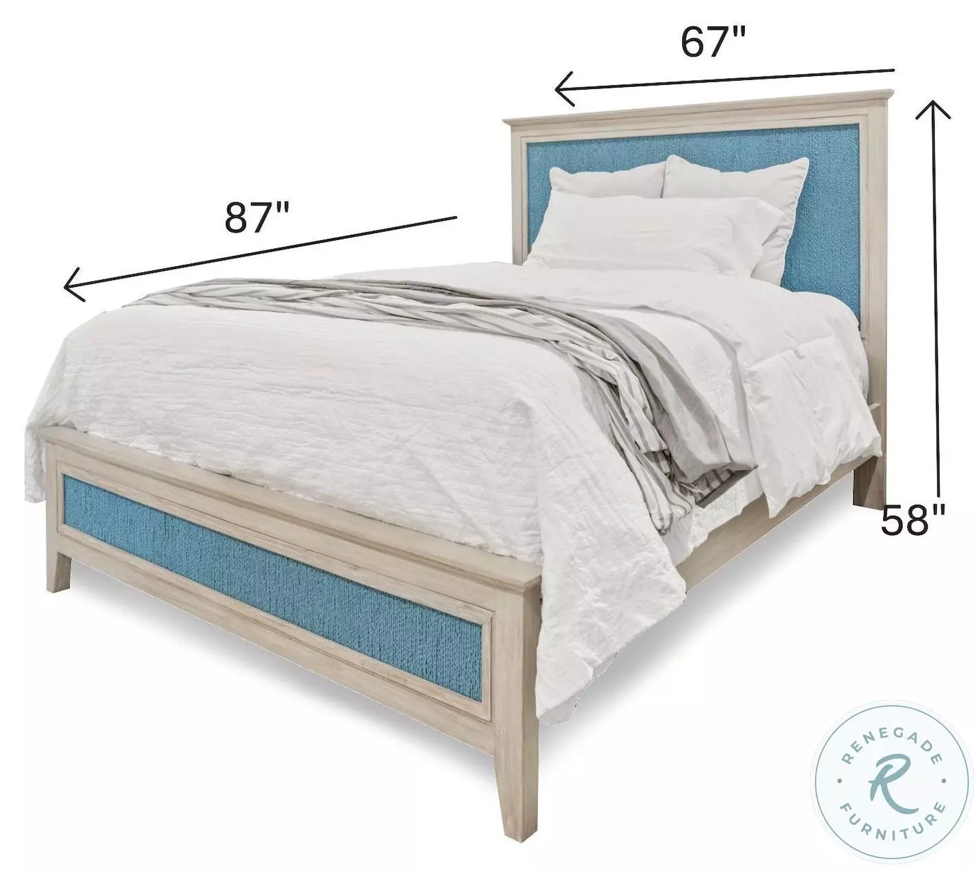 Blue Isles Ocean Blue and Aged Ivory Queen Panel Bed