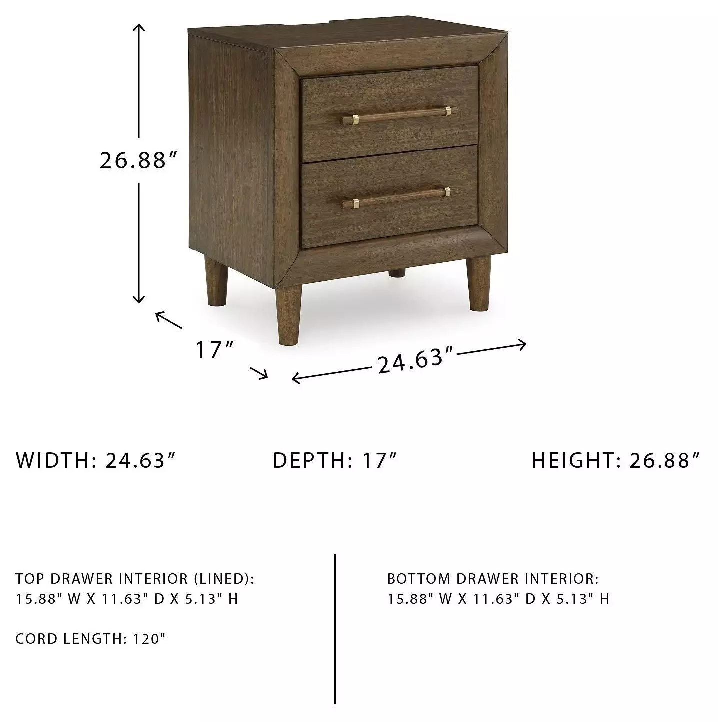 Lyncott Medium Brown 2 Drawer Nightstand