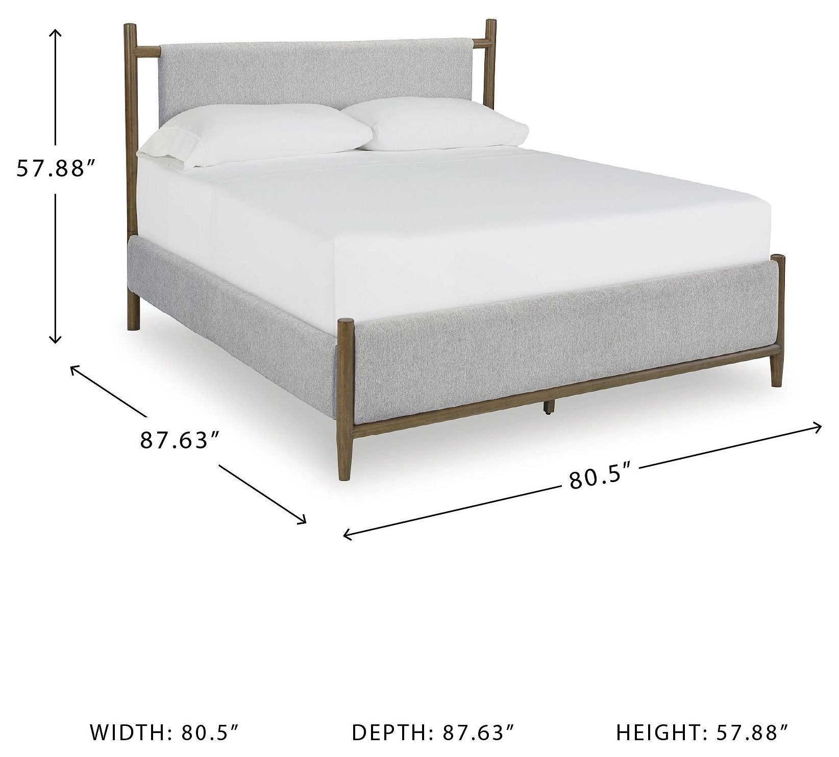 Lyncott Medium Brown And Gray Upholstered King Panel Bed