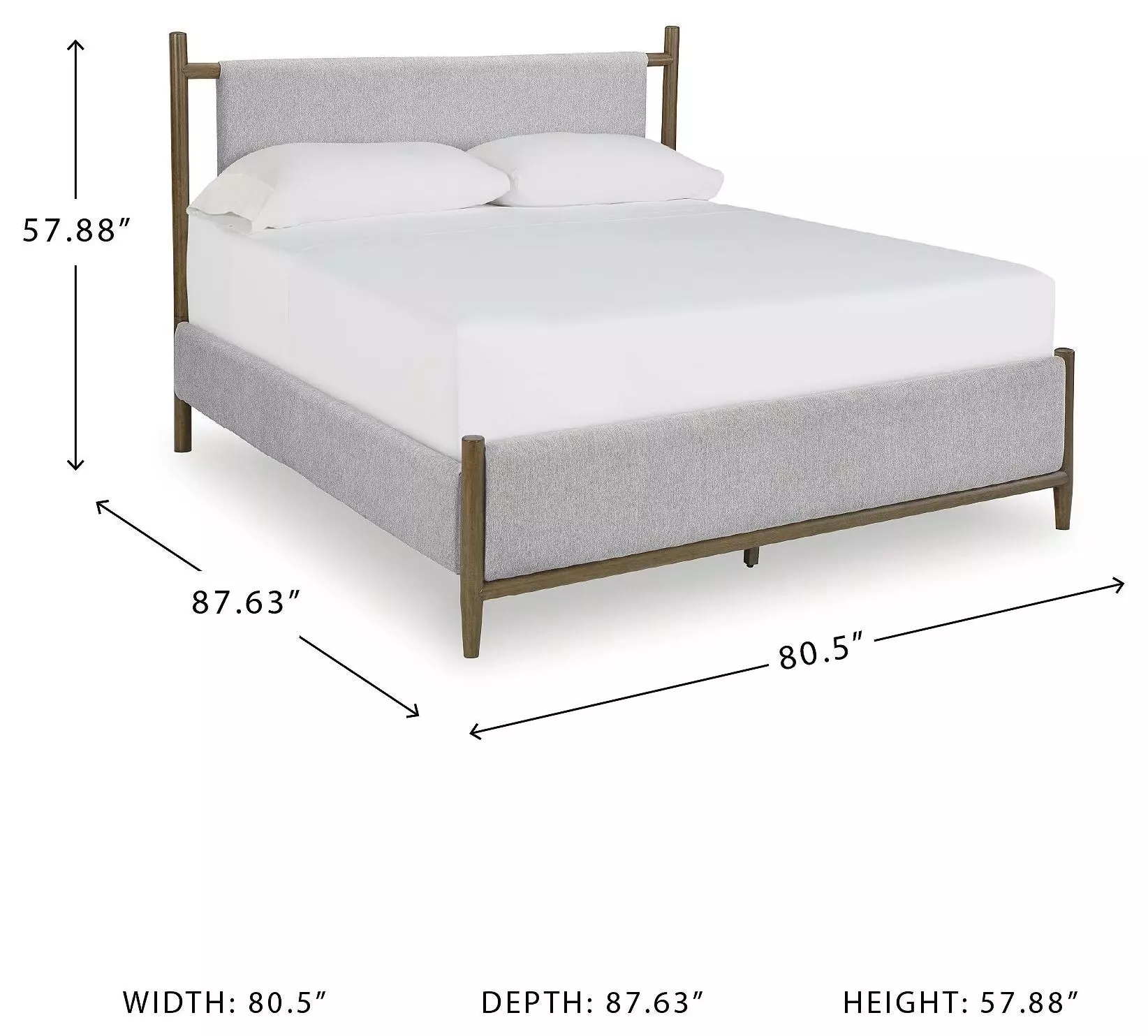 Lyncott Medium Brown And Gray Upholstered King Panel Bed