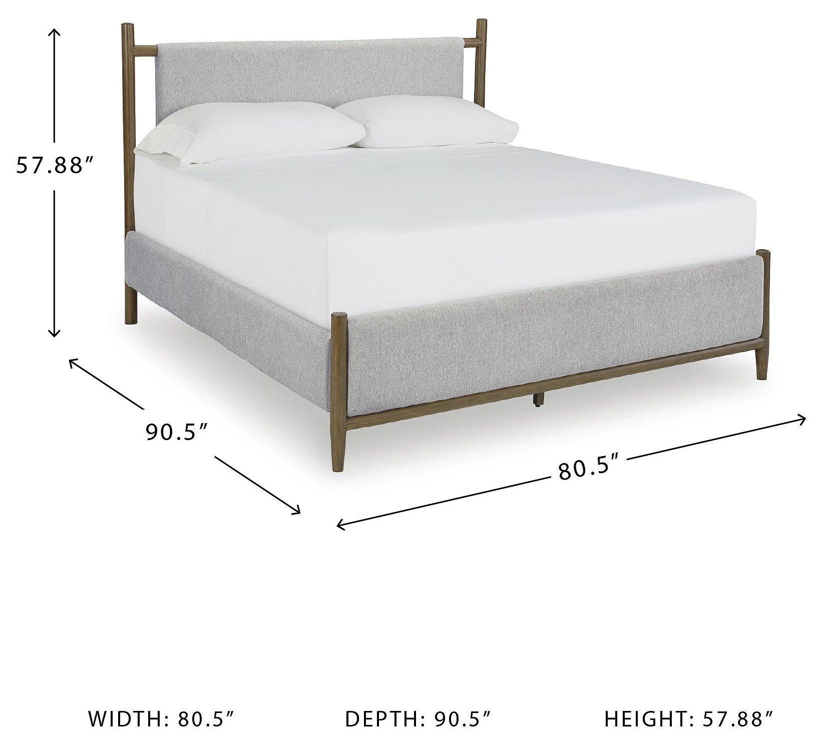 Lyncott Medium Brown And Gray Upholstered California King Panel Bed