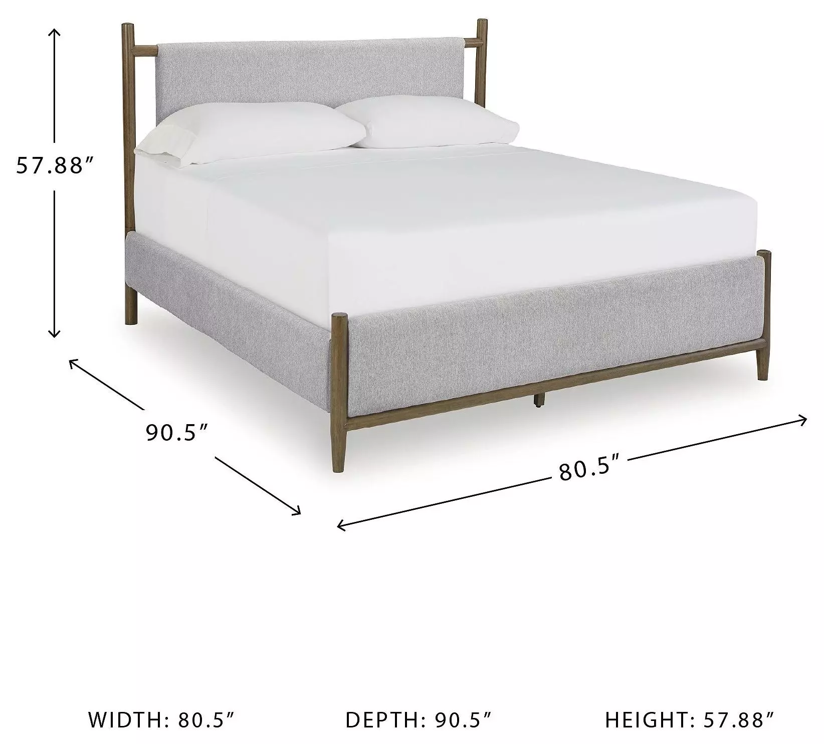 Lyncott Medium Brown And Gray Upholstered California King Panel Bed