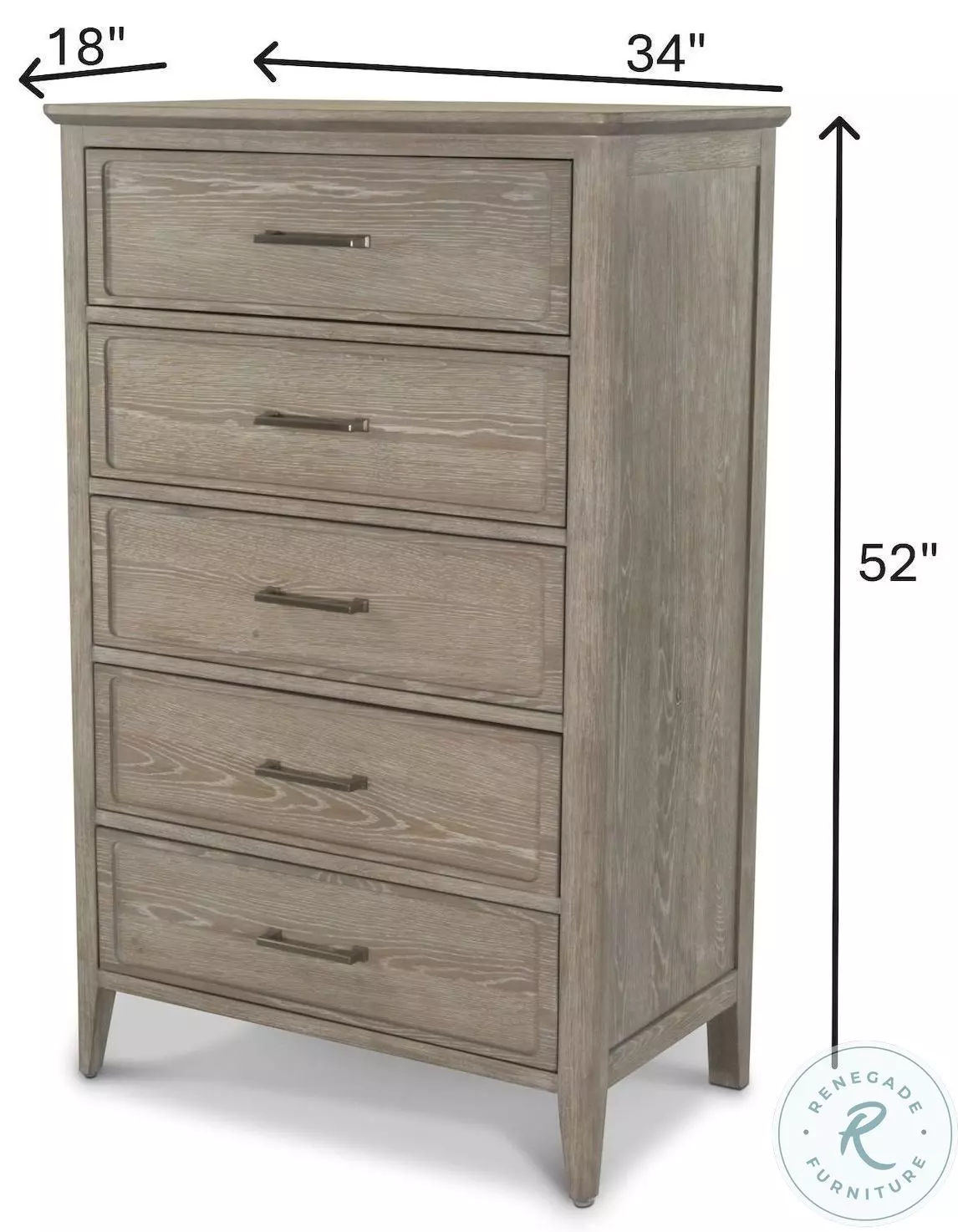 Harborview Glazed Driftwood 5 Drawer Chest