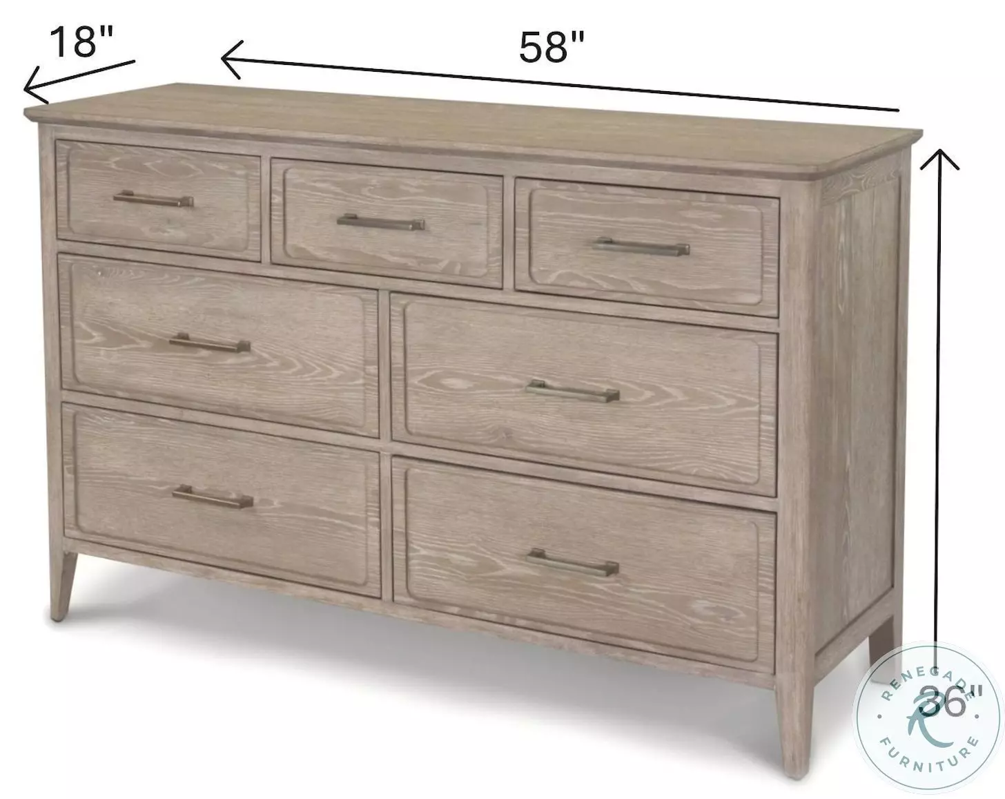 Harborview Glazed Driftwood 7 Drawer Dresser