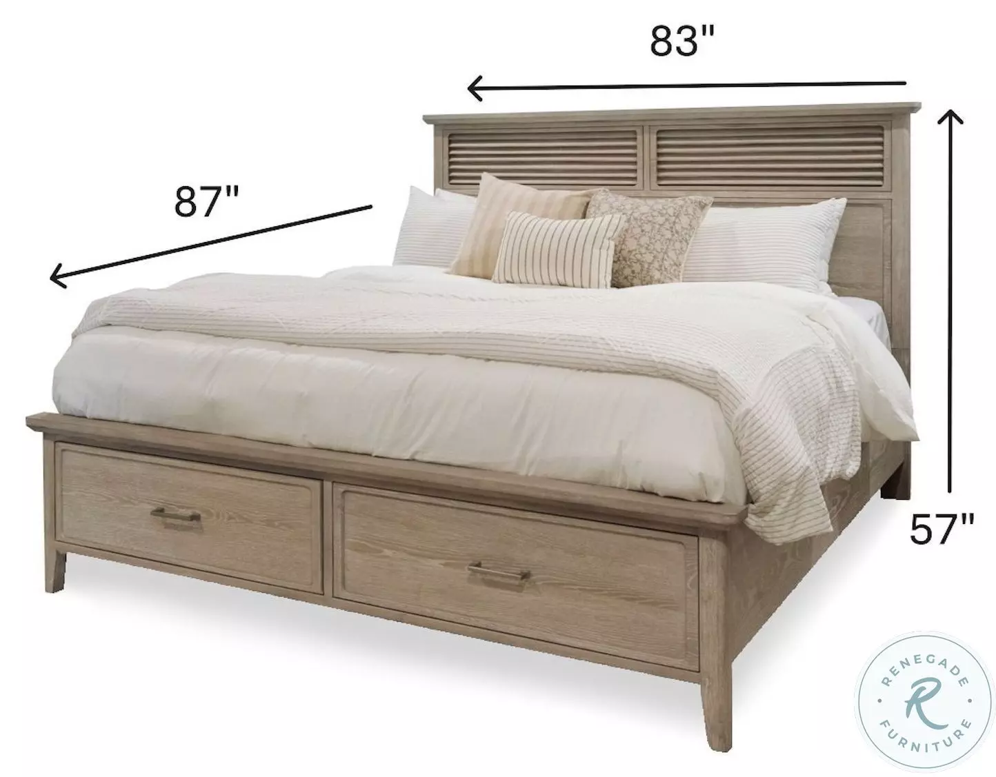 Harborview Glazed Driftwood King Bed with Storage