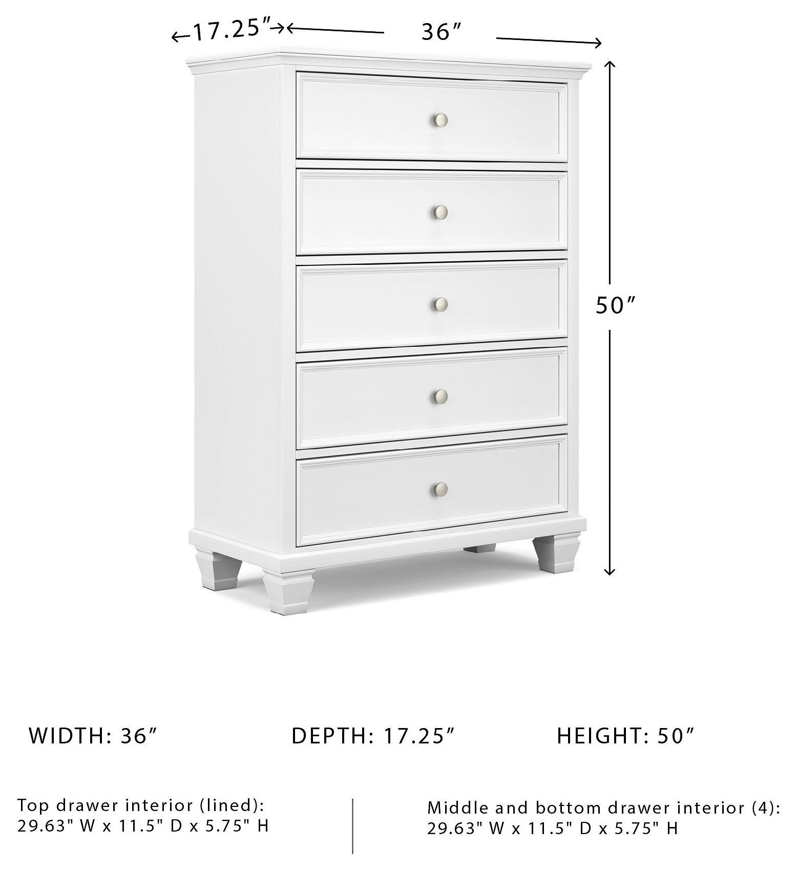 Fortman White Drawer Chest
