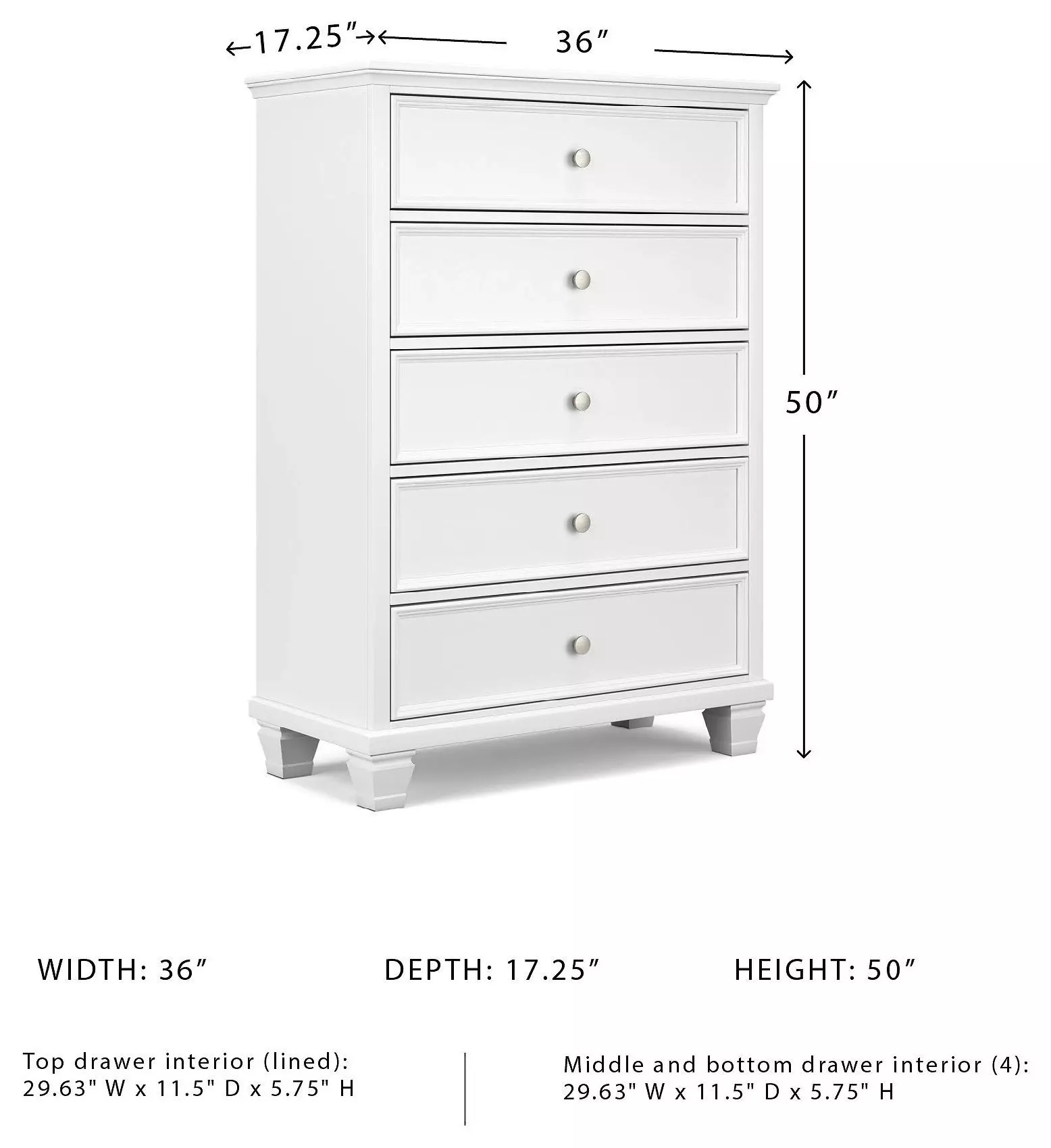 Fortman White Drawer Chest