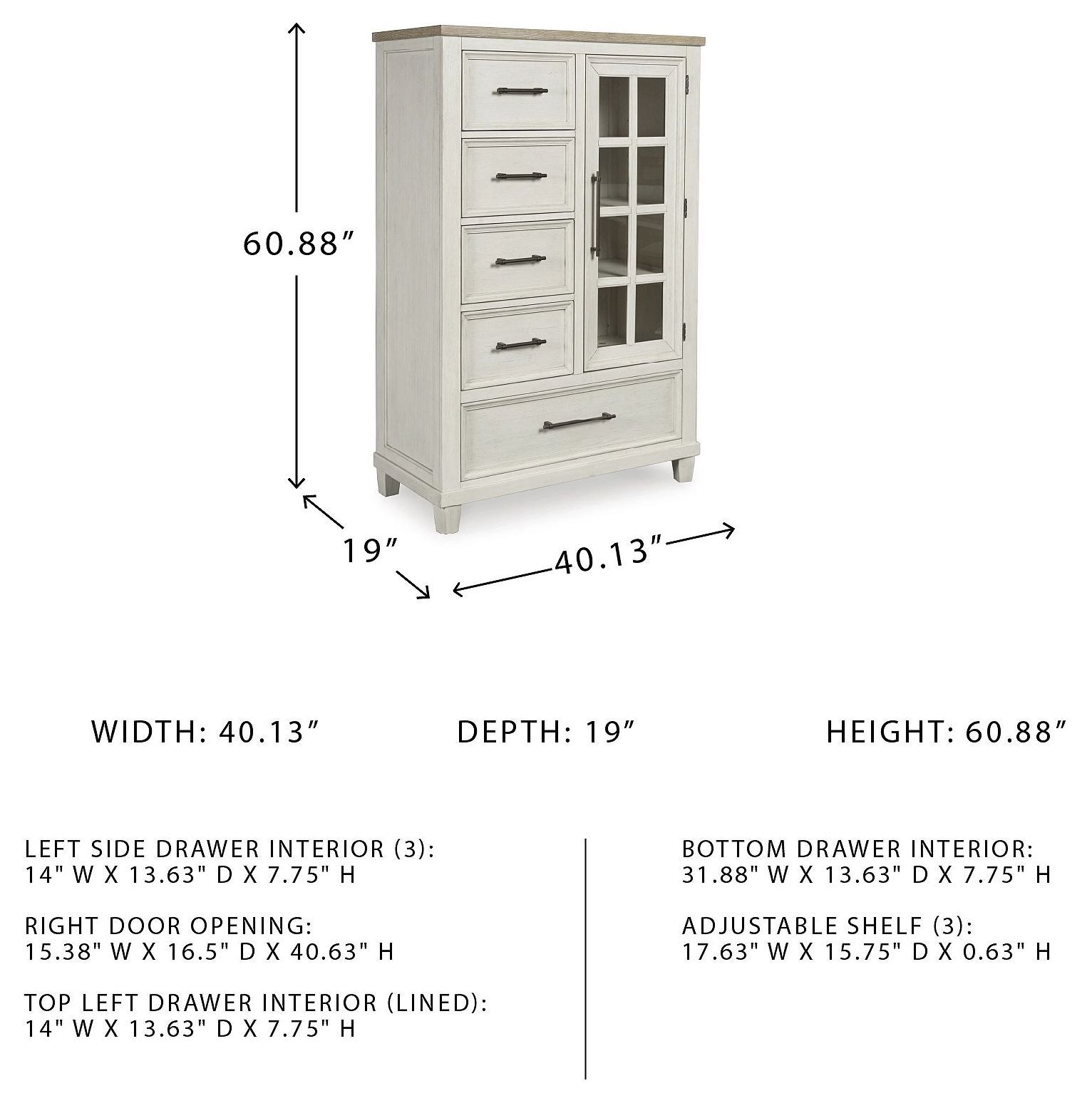 Shaybrock Antique White And Brown Door Chest